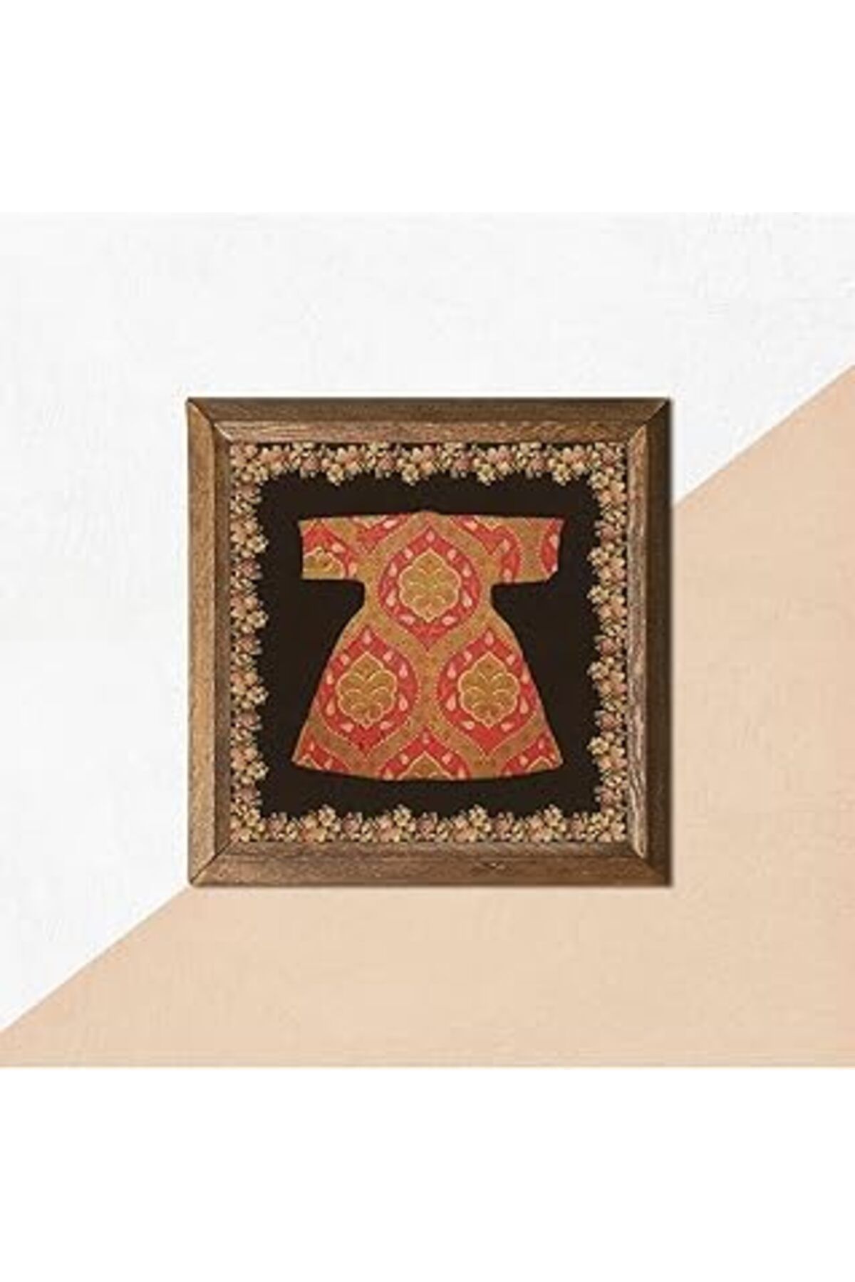 Pazarcan Pinecone Hırka-I Şerif Taş Duvar Tablosu Ahşap Çerçeveli Duvar Dekoru Wall Art 25X25Cm W1-207