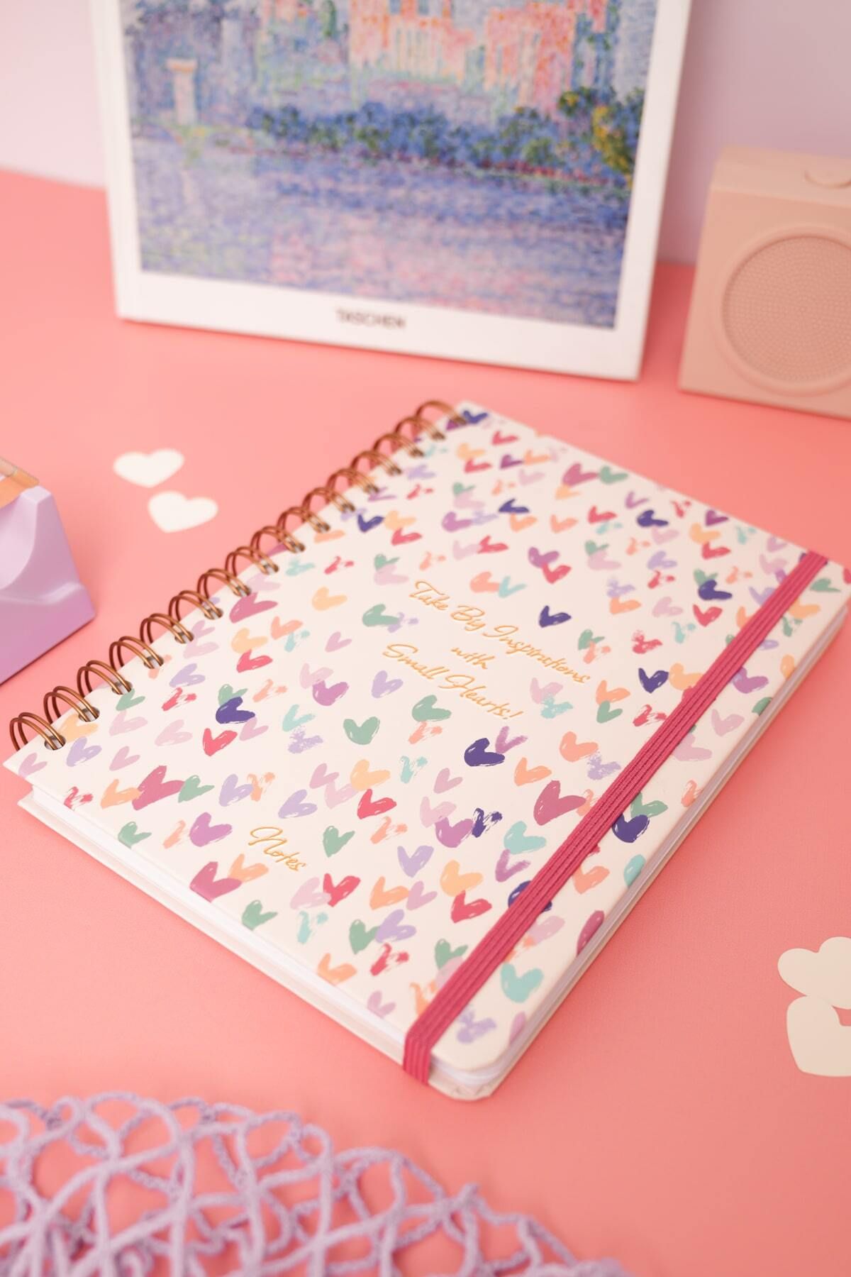 Matt Notebook-Spirlli Lastikli A5 15X21 cm Kalplersiz Notepad 3