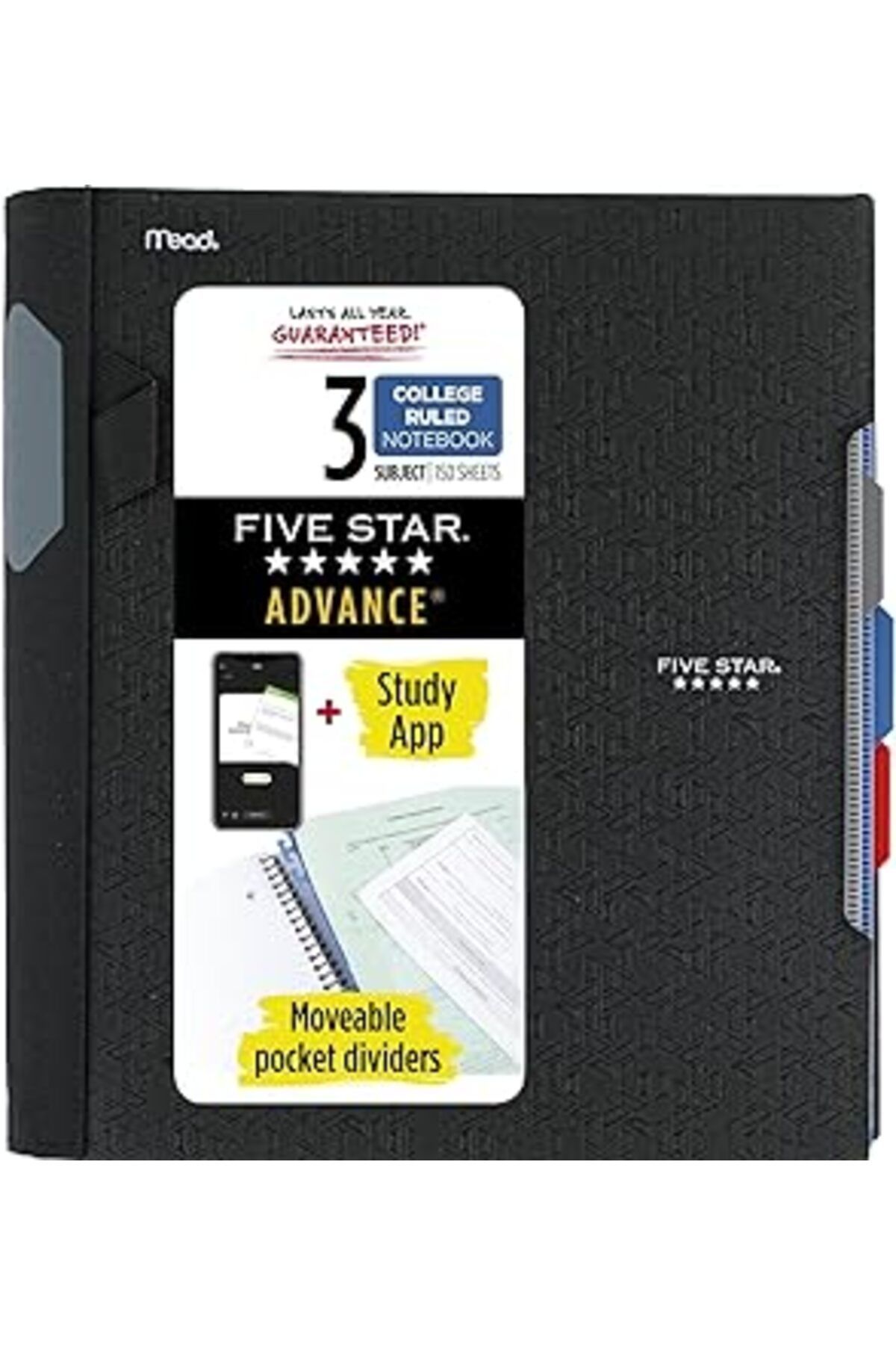 Mu Art Ahşap Five Star Advance Spiral Not Defteri + Eğitim Uygulaması, 3 Tema, Çizgili Kolej Kağıdı, 27,9 X 21,6