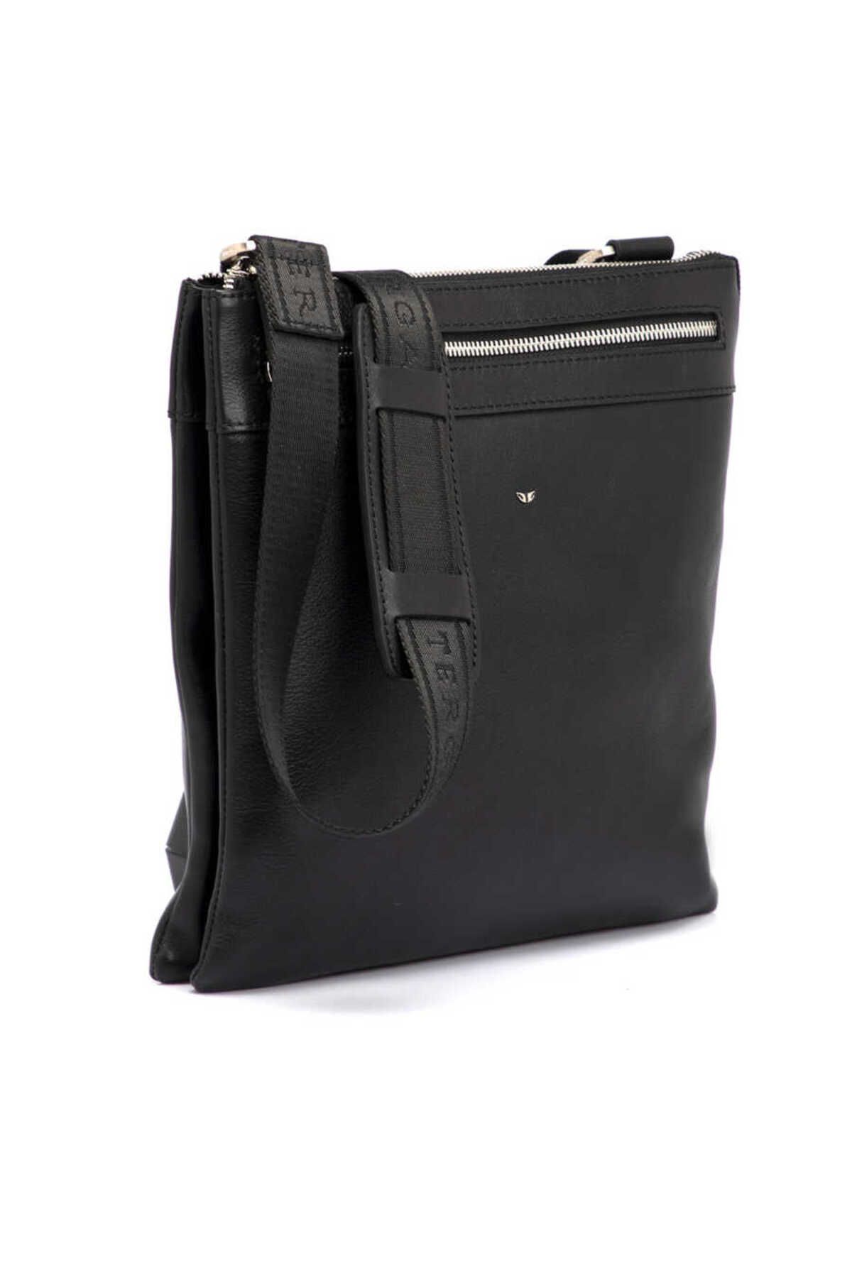 Tergan-Μαύρη γνήσια δερμάτινη τσάντα χιαστί Unisex - S1ac00021107-a85 2