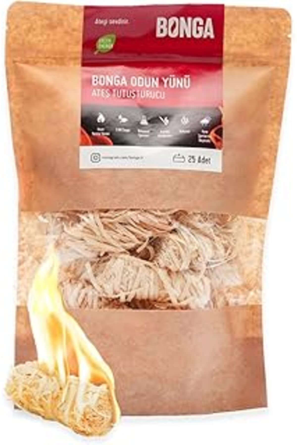 Mu Art Ahşap Bonga Soba, Şömine, Mangal Tutuşturucu 25 Adet 350 Gr - Jel Ve Çıra Alternatifi Doğal Odun Yünü
