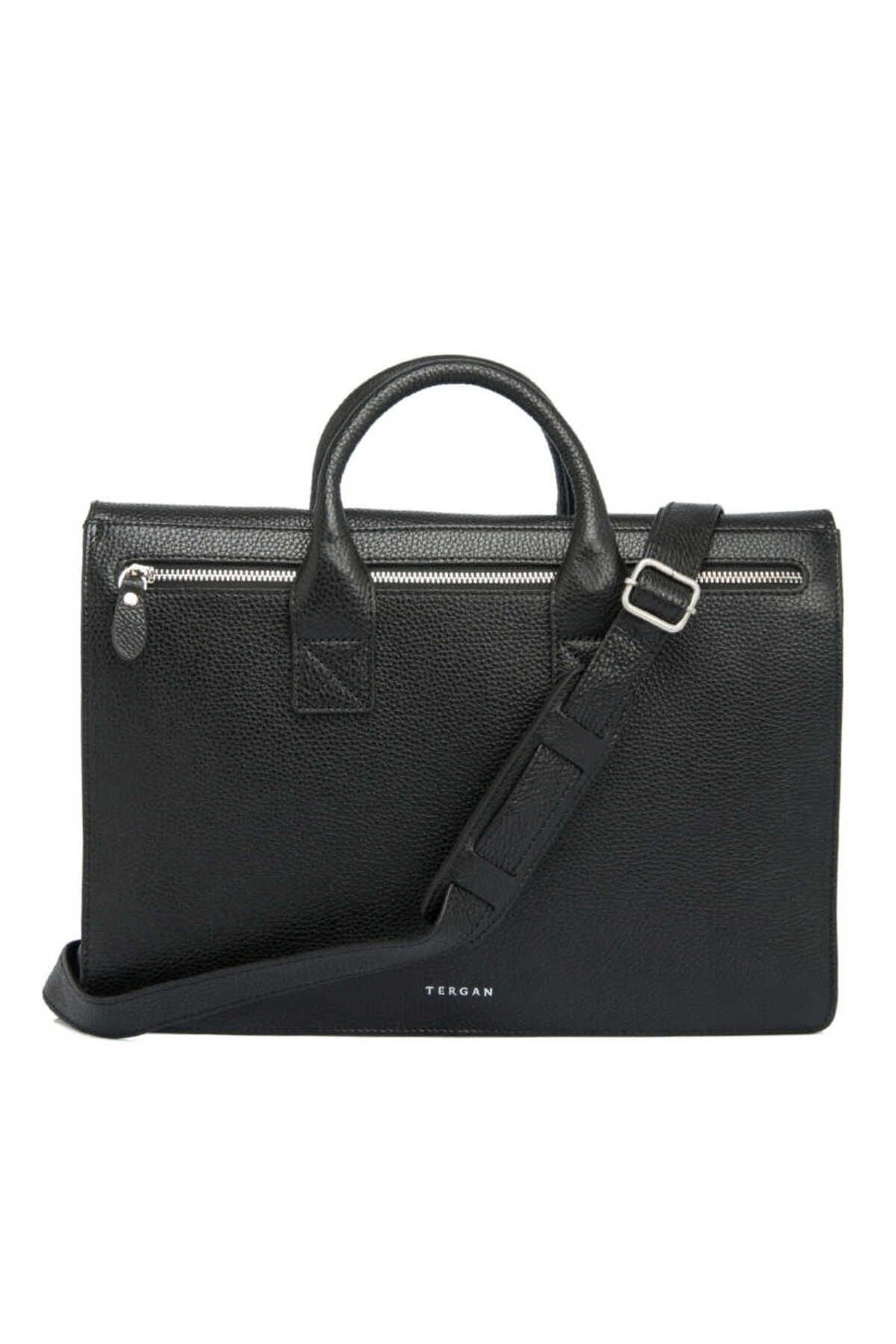 Tergan-Black Genuine Leather Unisex Briefcase - S1Ev 00021247 -A41 3