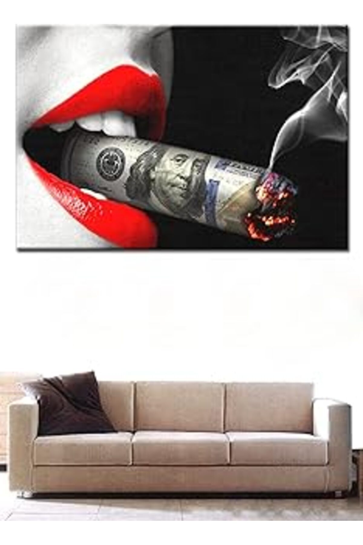 NETWORK ART Talya Tablo Dolar İçen Kız. Zengin içerik için mağazamızı ziyaret ediniz 60x40 no-10049