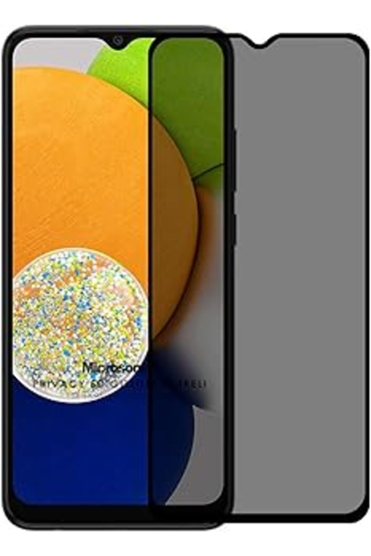 Pazarcan Microsonic Samsung Galaxy A03 Privacy 5D Gizlilik Filtreli Cam Ekran Koruyucu Siyah
