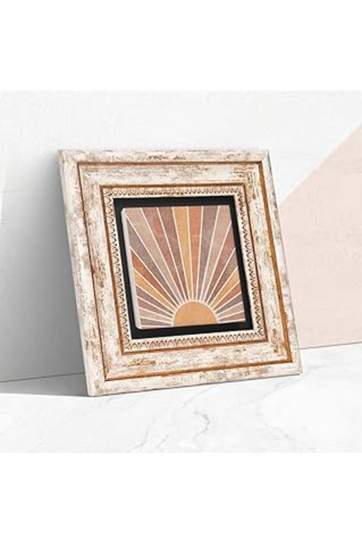 Hepta Collection Pinecone Minimalist Soyut Taş Duvar Tablosu - Çerçeveli Taş Tablo - Dekoratif Duvar Sanatı - Modern