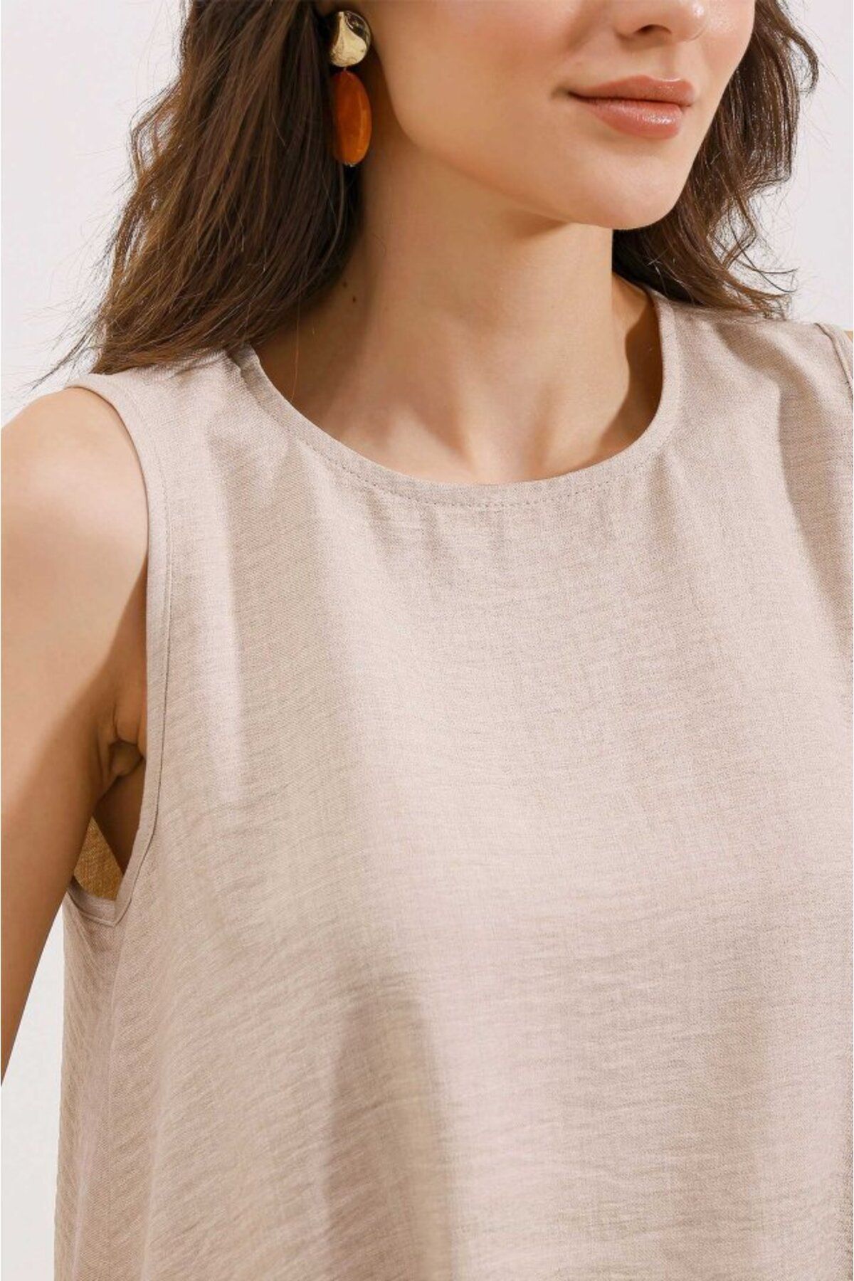 Rose's Boutique All About Women-Rose's Boutiqe All about Women 2444 Mini Linen Dress - Beige 3