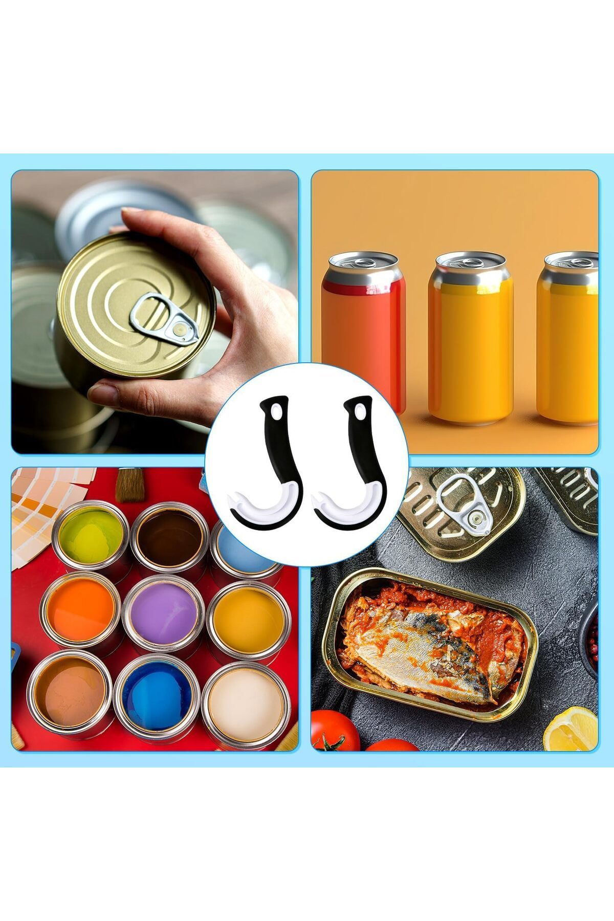 COOYA-Ring Pull Can Opener, Easy to Open Can Opener Hook, J Shaped Lid Opener for Cans Tabs 5