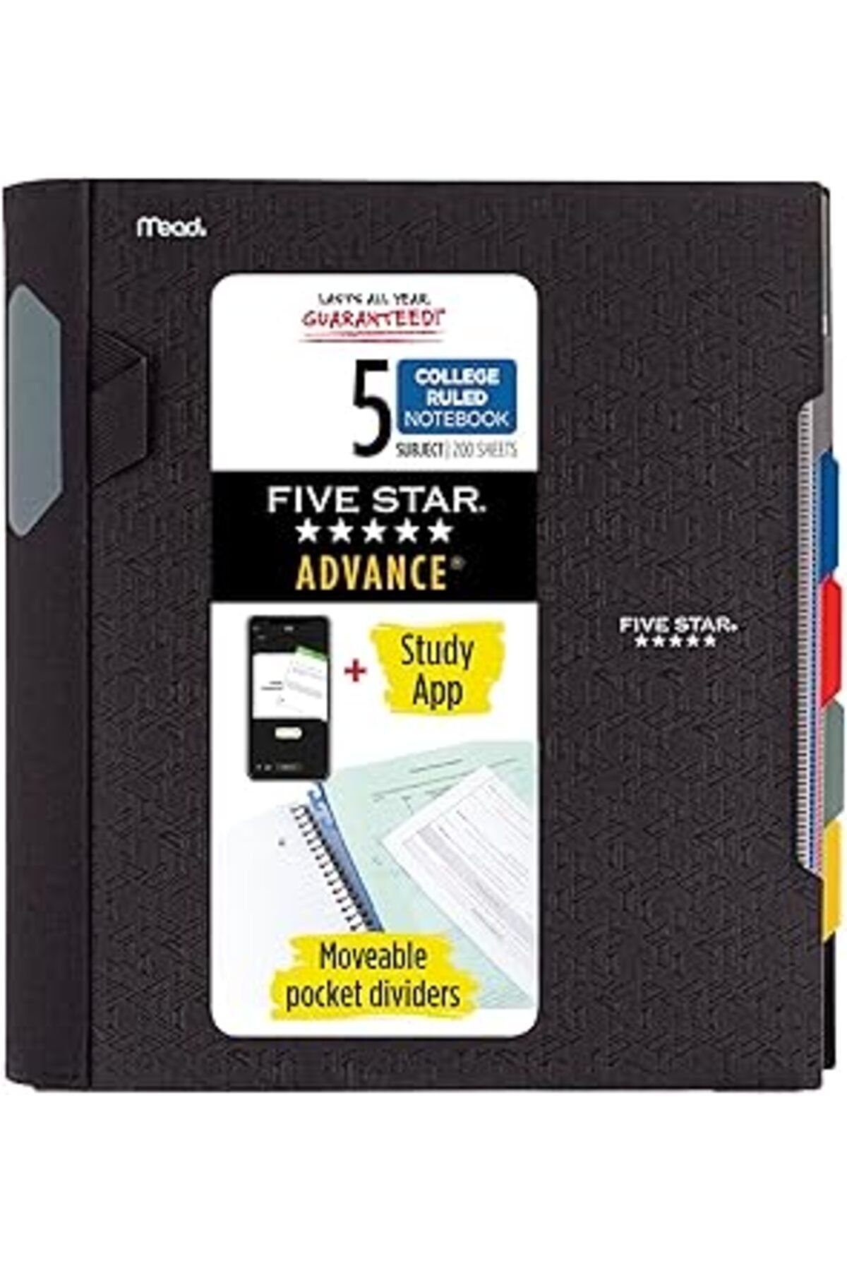 Mu Art Five Star Modern Spiral Not Defteri, 5 Bölme, Orta Genişlikte, Çizgili Kağıt, 2 Yaprak, Renk Değişe