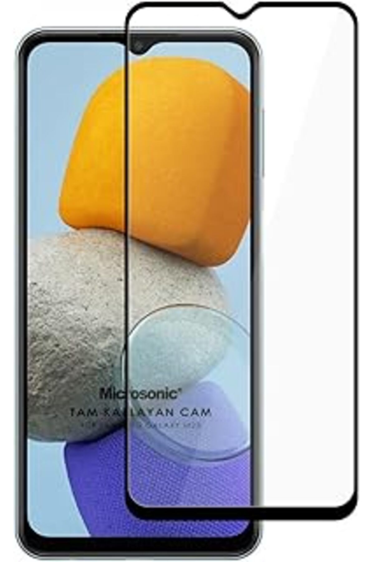 Pazarcan Microsonic Samsung Galaxy M23 Tam Kaplayan Temperli Cam Ekran Koruyucu Siyah