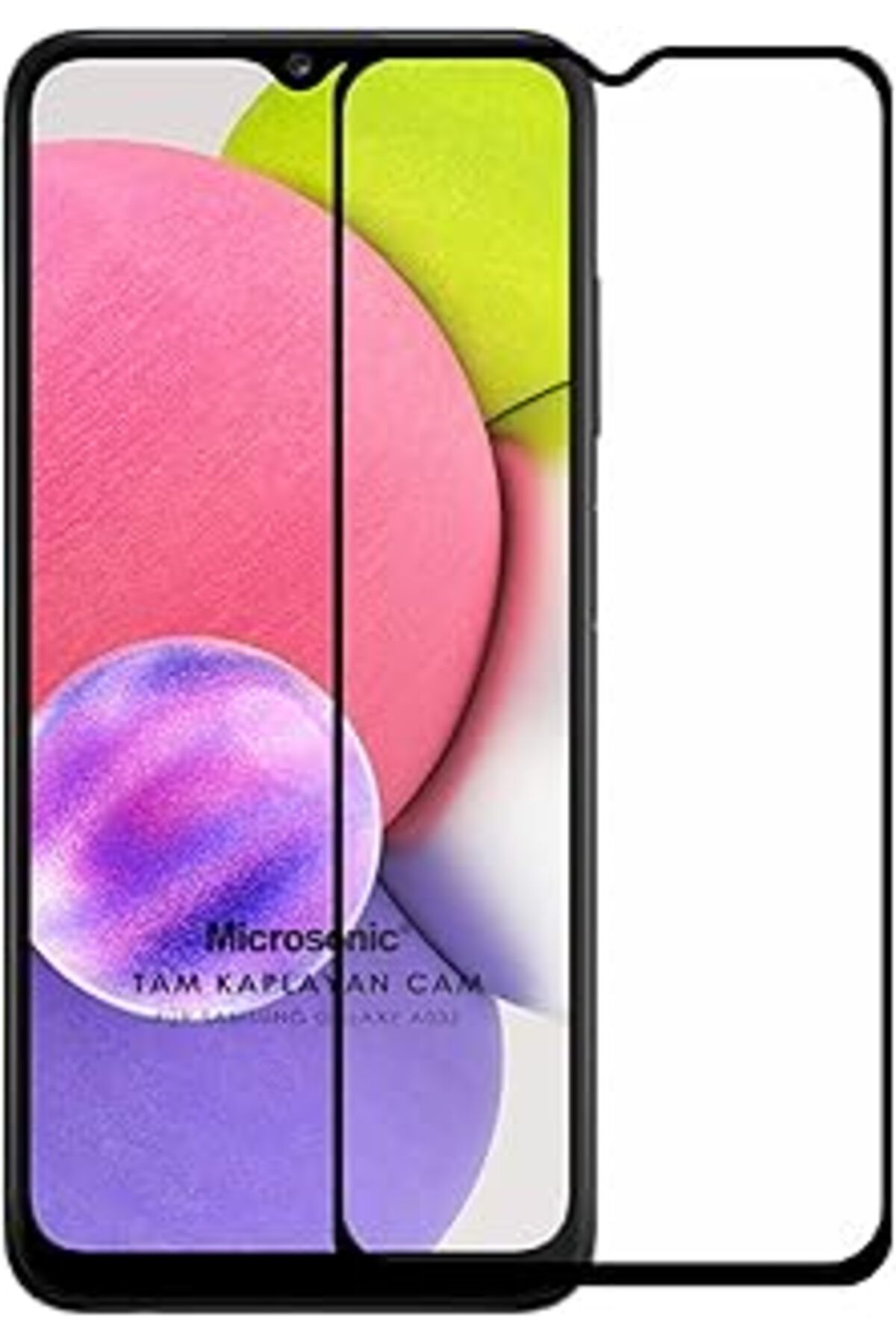 Hepta Collection Galaxy A03S Tam Kaplayan Temperli Cam Ekran Koruyucu Siyah