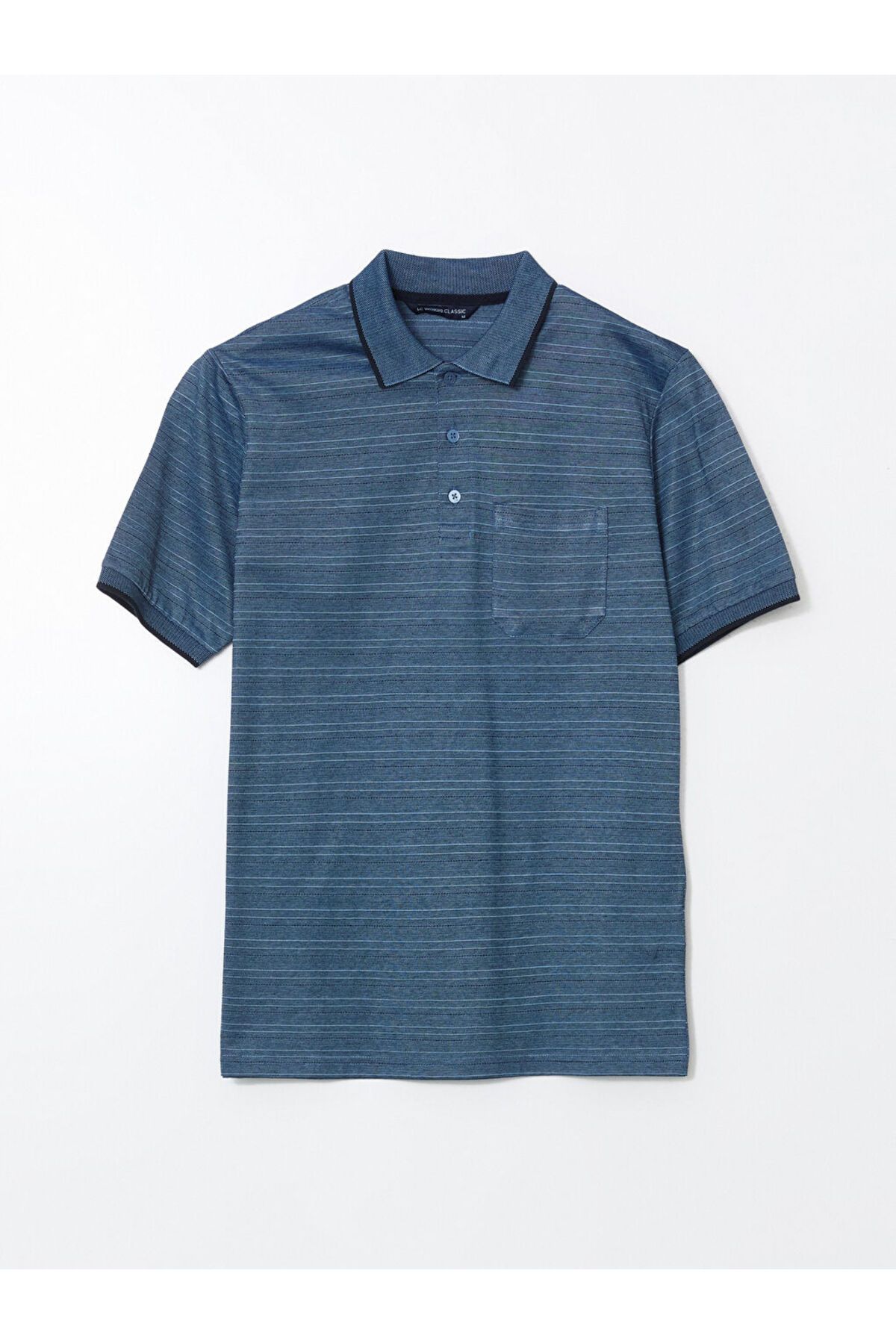 LC Waikiki Yeni Sezon Polo Yaka Kisa Kollu Cizgili Erkek Tisort - S5FB68Z8