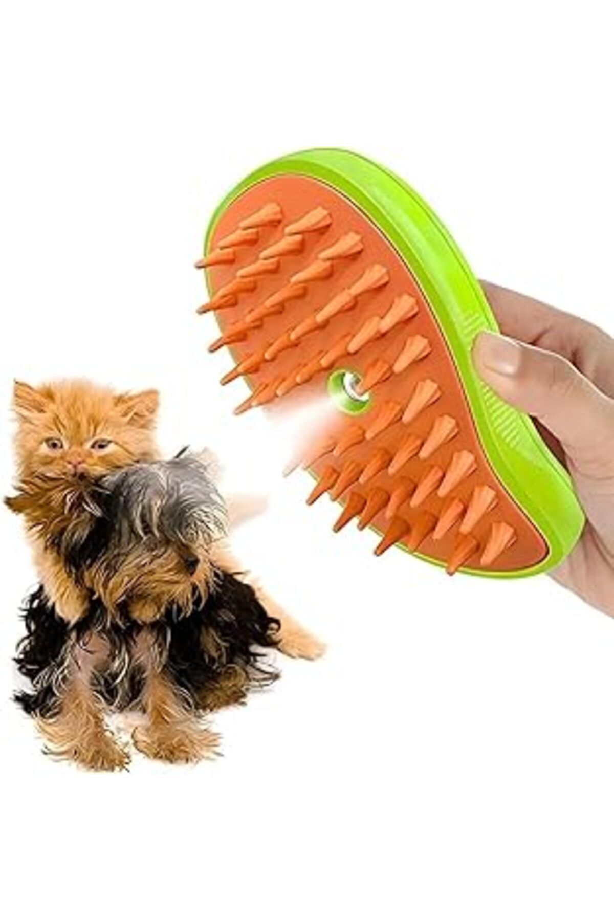 Mu Art Ahşap Ozzyes Buharlı Kedi Ve Köpek Tarağı, Yumuşak Silikon Başlıklı, Kedi Köpek Yıkama Fırçası Oze-39
