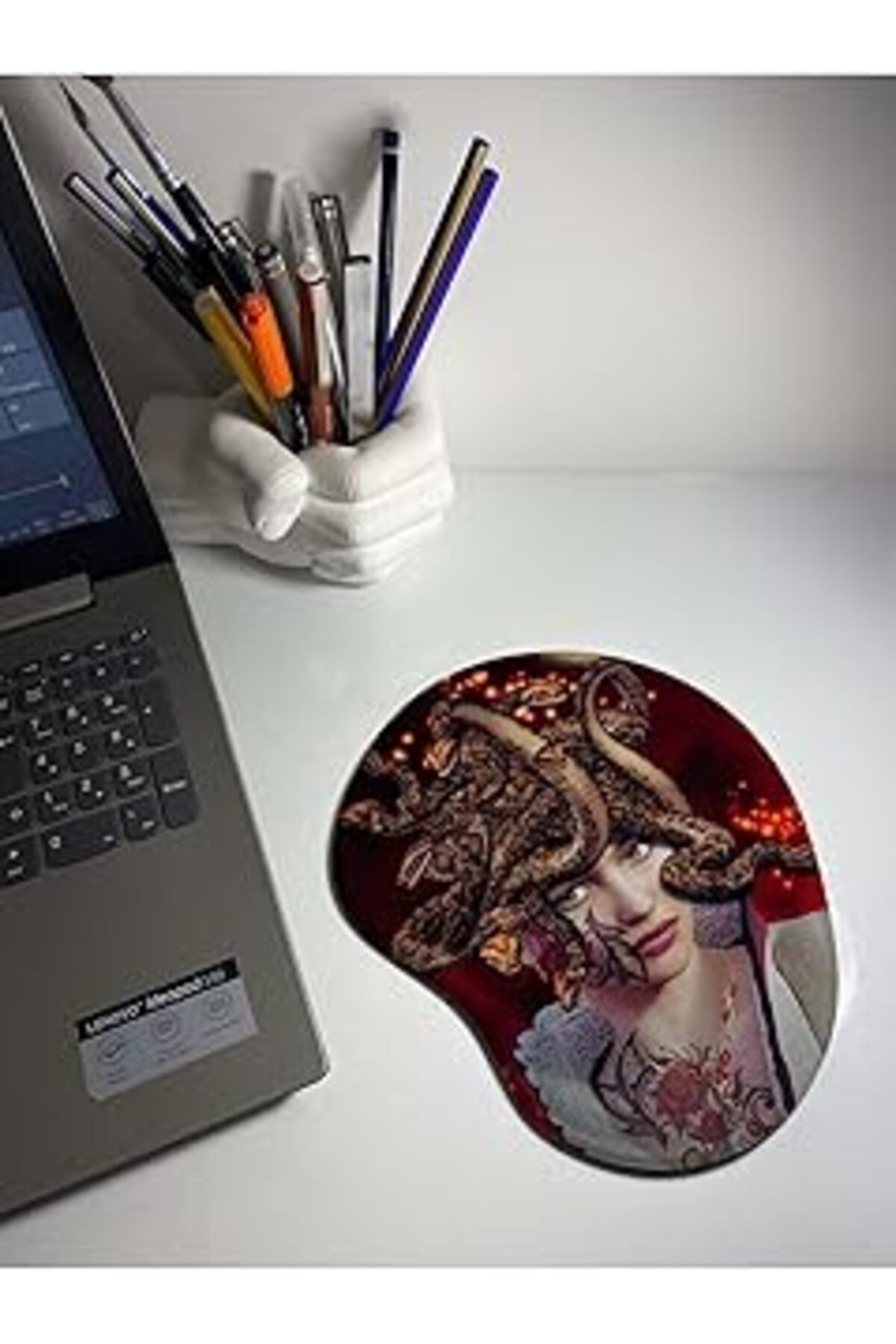 Mu Art Ahşap Rakkun Shop Medusa Baskılı Bilek Destekli Mouse Pad - 2143
