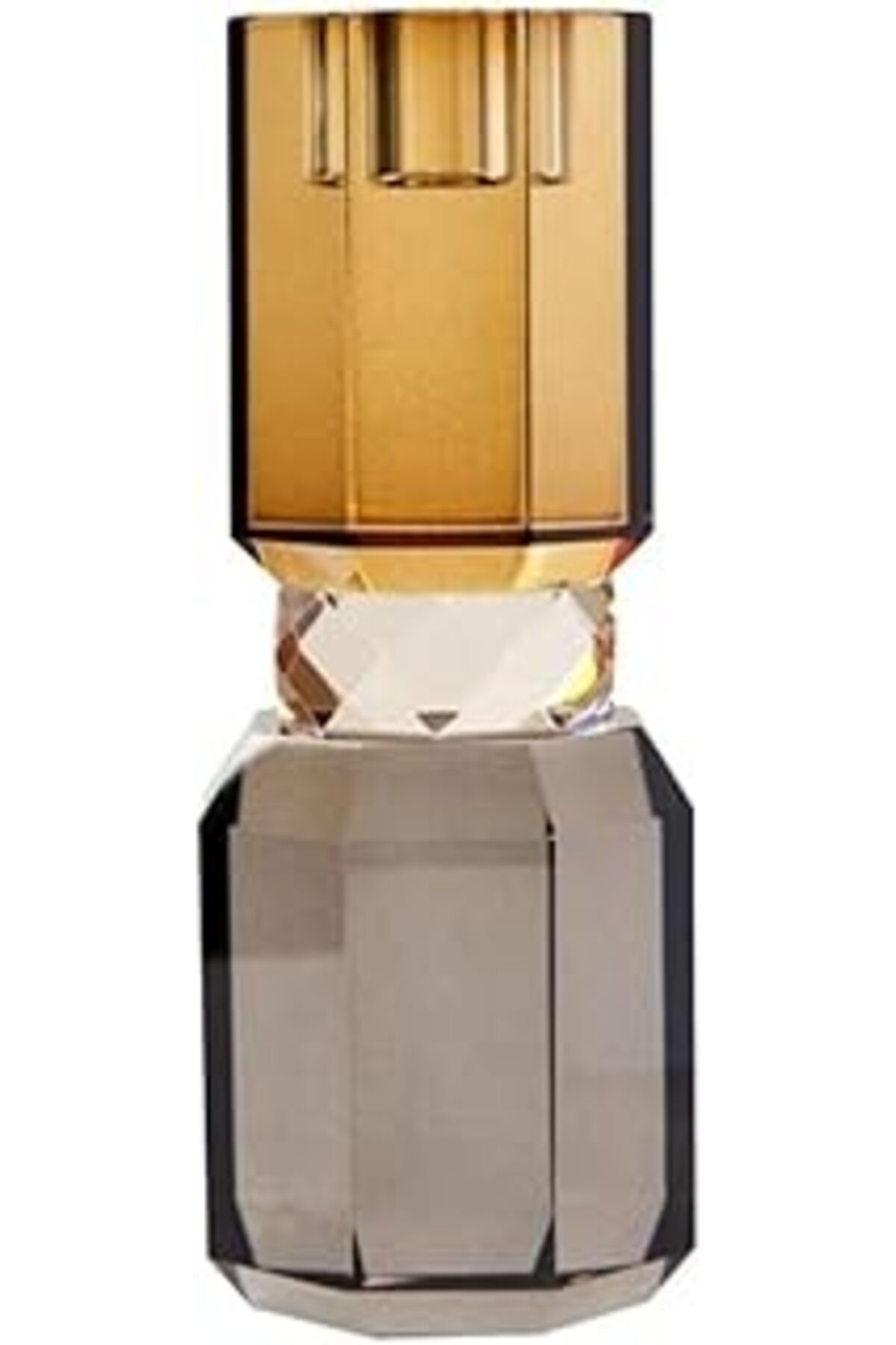 Pazarcan Eja International Kristal Mum Tutucu, Açık Kahverengi/Saydam/Füme Gri, 7,5 Cm