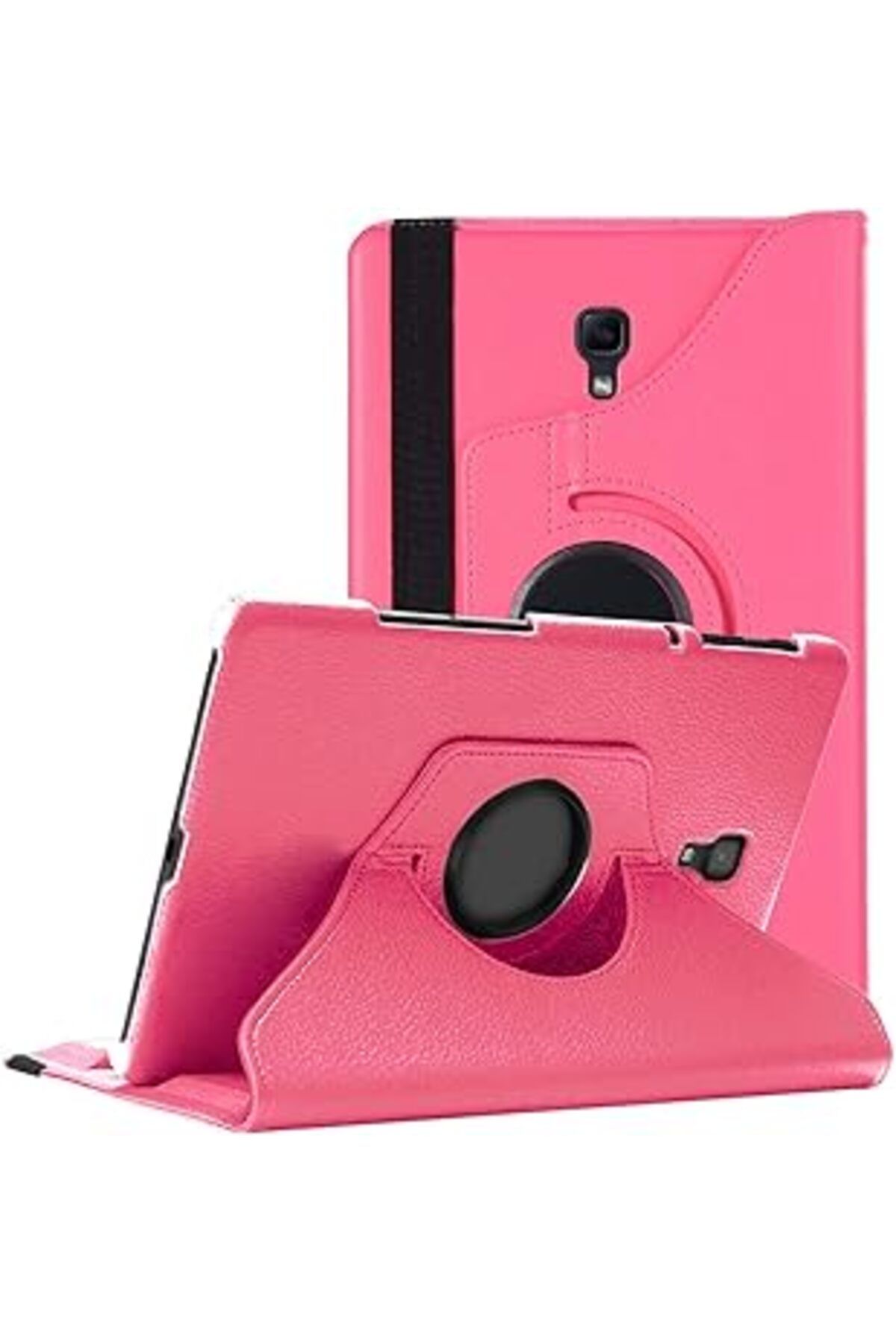 Mu Art Galaxy Tab A 10.5'' T590 Kılıf 360 Rotating Stand Deri Koyu Pembe [Galaxy Tab A T590 Ile Uyumlu Kıl