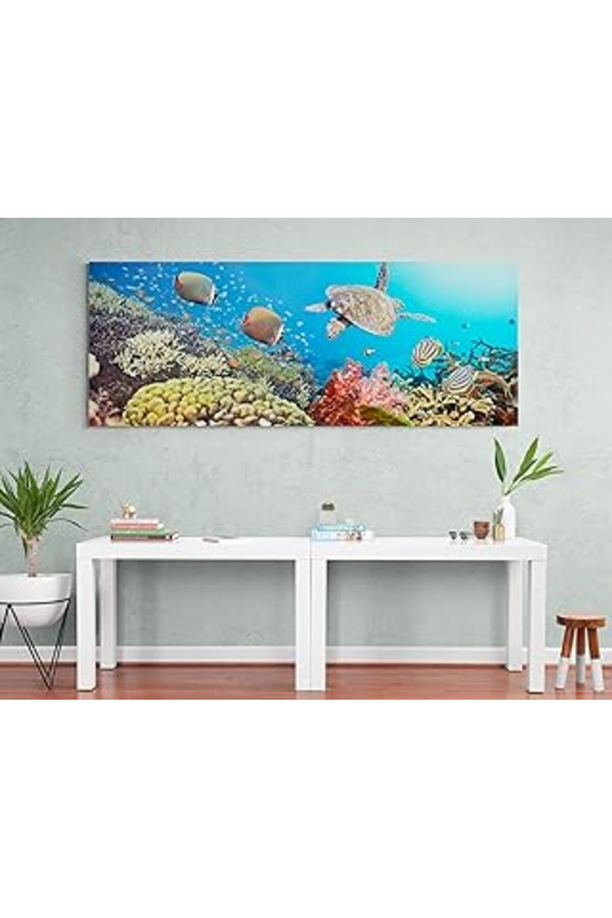 TBSProjects Atlantis Tablo B12352 Su Altı Manzarası Kanvas Tablo, 80X30 Cm