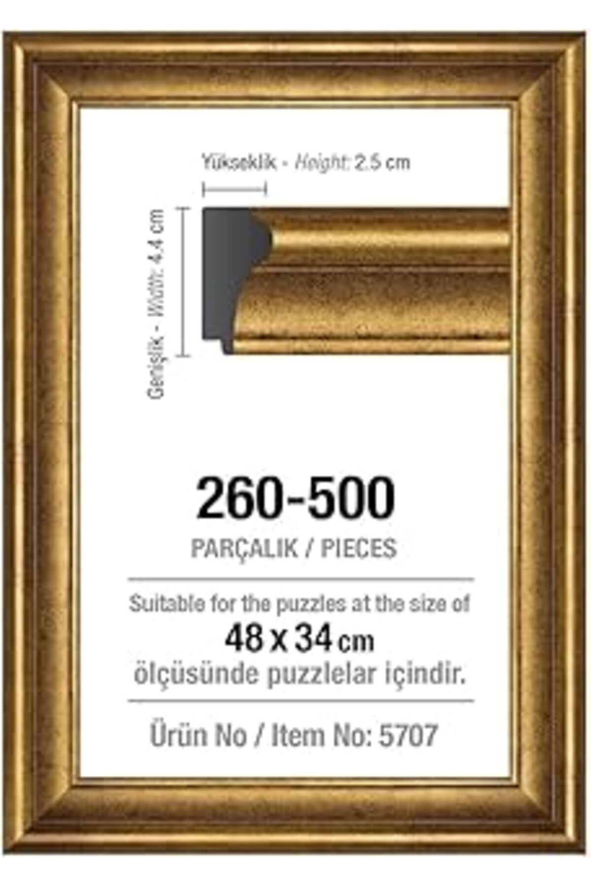 Mu Art Art Puzzle Çerçevesi 500 Parça Altın 48 X 34 Cm, 43 Mm, Puzzle Çerçevesi