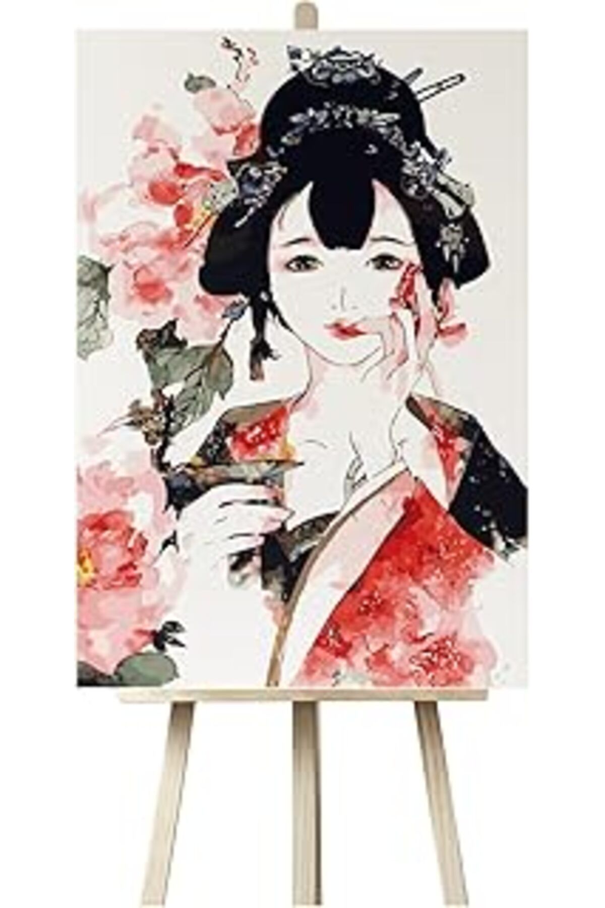 NETWORK ART Kendin Yap Çin'li Kız - Chinese Girl/Sayılarla Boyama Kanvas Tablo Seti-40 * 50 CM (Tuvale Gerili)