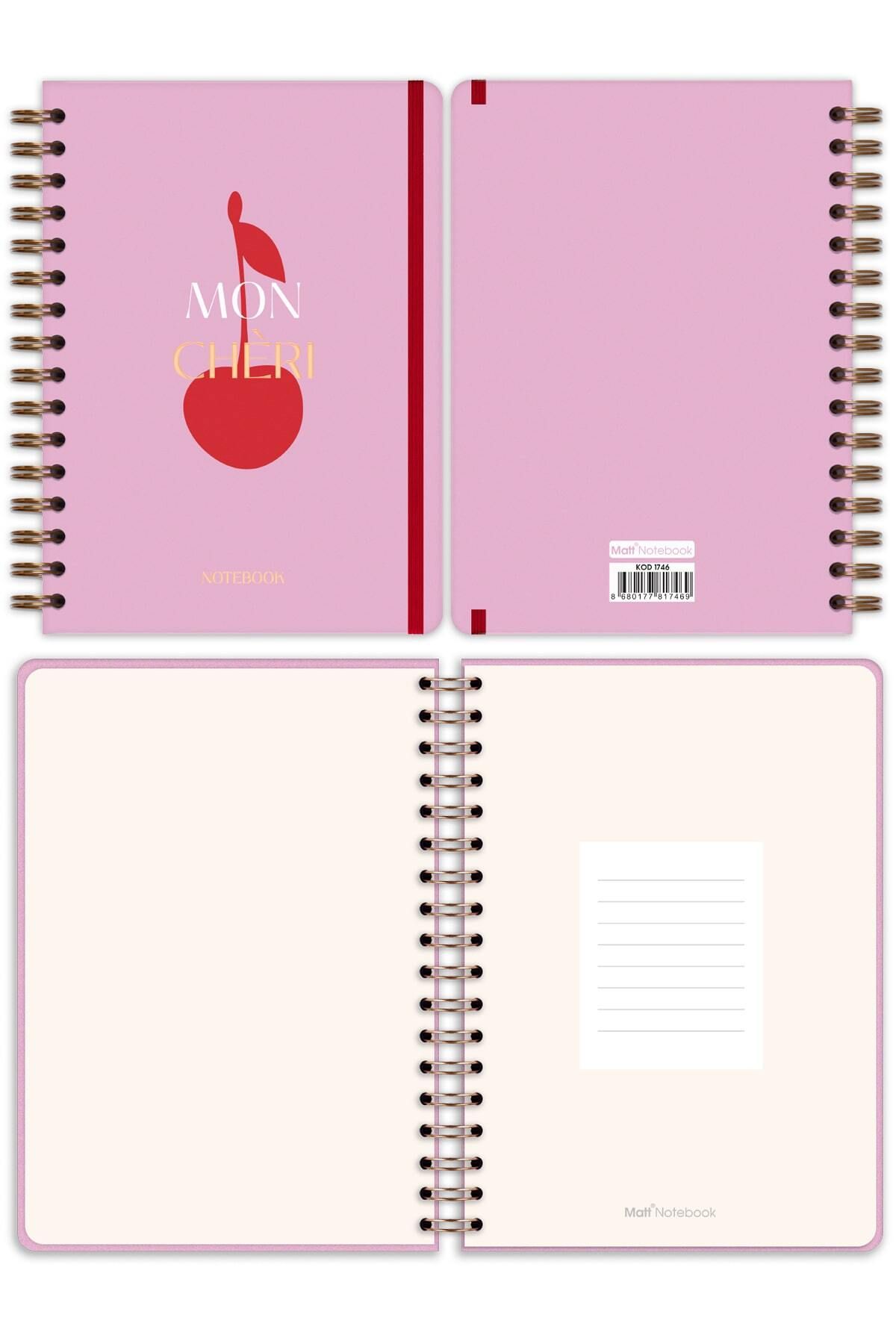 Matt Notebook-A5 15X21 cm Spiral Elastic Dotted Undated Notepad Cherry 6