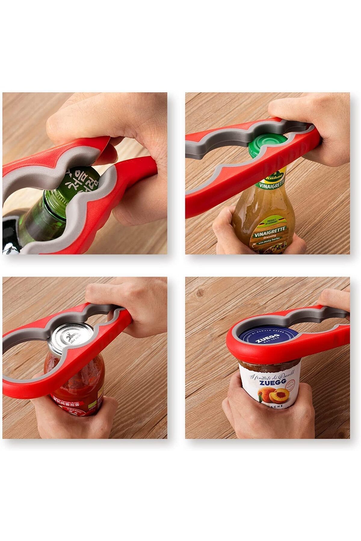 COOYA-2PCS Jar Opener, 4 in 1 Multiple Function Can Opener Bottle Opener, with Silicone Handle 5