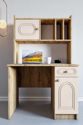 FUHO İda Bohem Çalışma Masası Safir Meşe-Vizon Bej