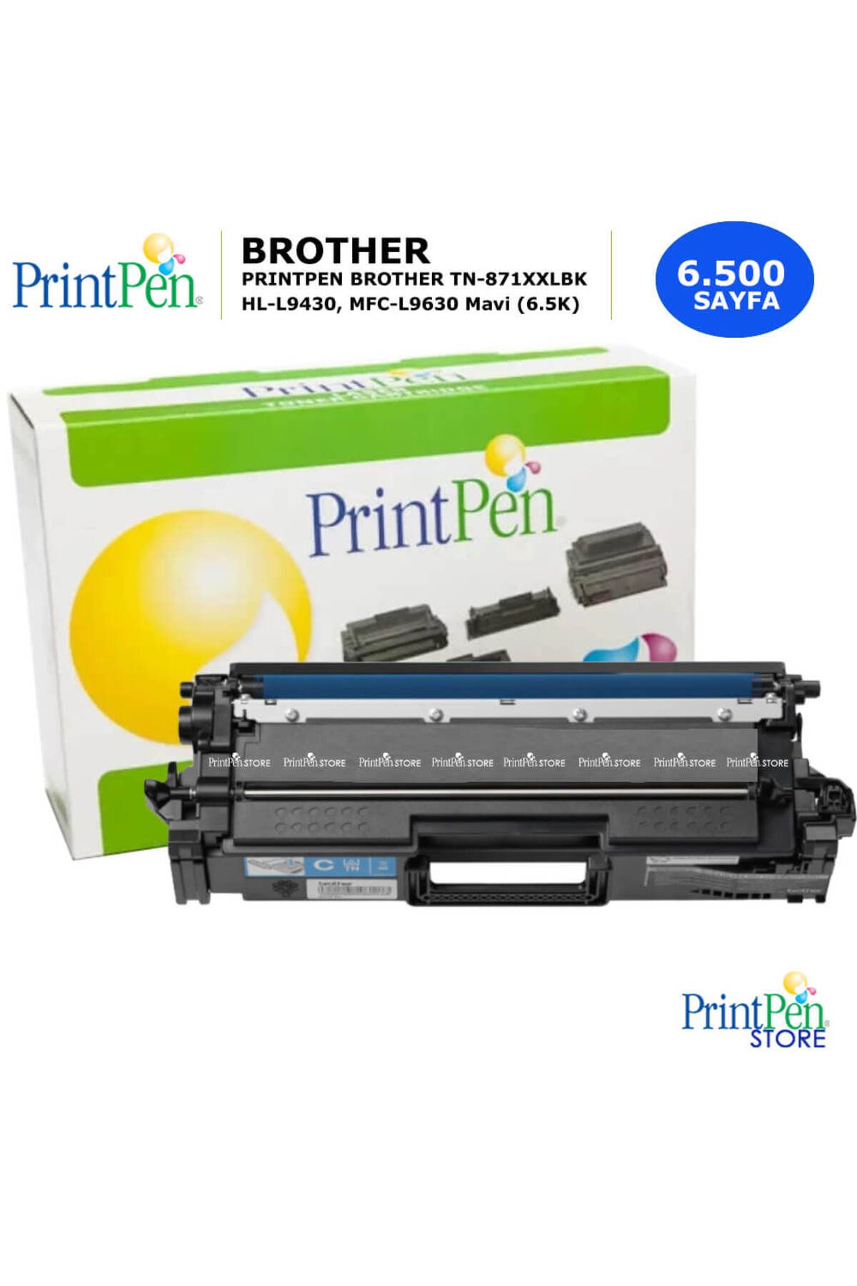 Printpen BROTHER TN-871C Mavi Chipsiz (6.5K) Muadil Toner