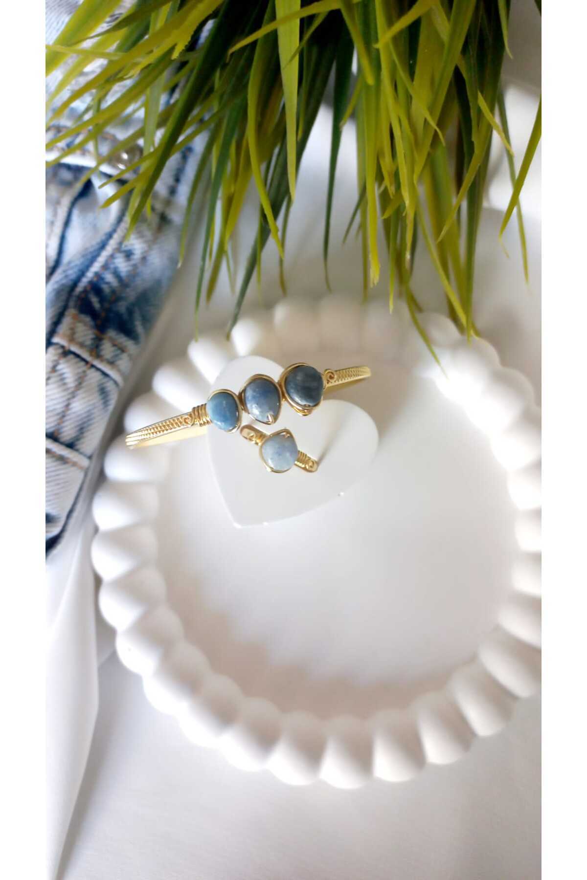 ZeynDesign-Sodalite Natural Stone Bracelet and Ring Set 3