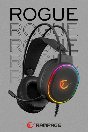 Rampage Rogue Siyah Usb 7.1 Rgb Ledli Gaming Esnek Mikrofonlu Oyuncu Kulaklık