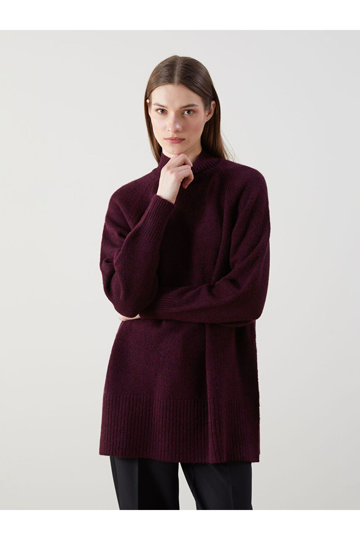 LC Waikiki Dik Yaka Oversize Kadın Triko Tunik