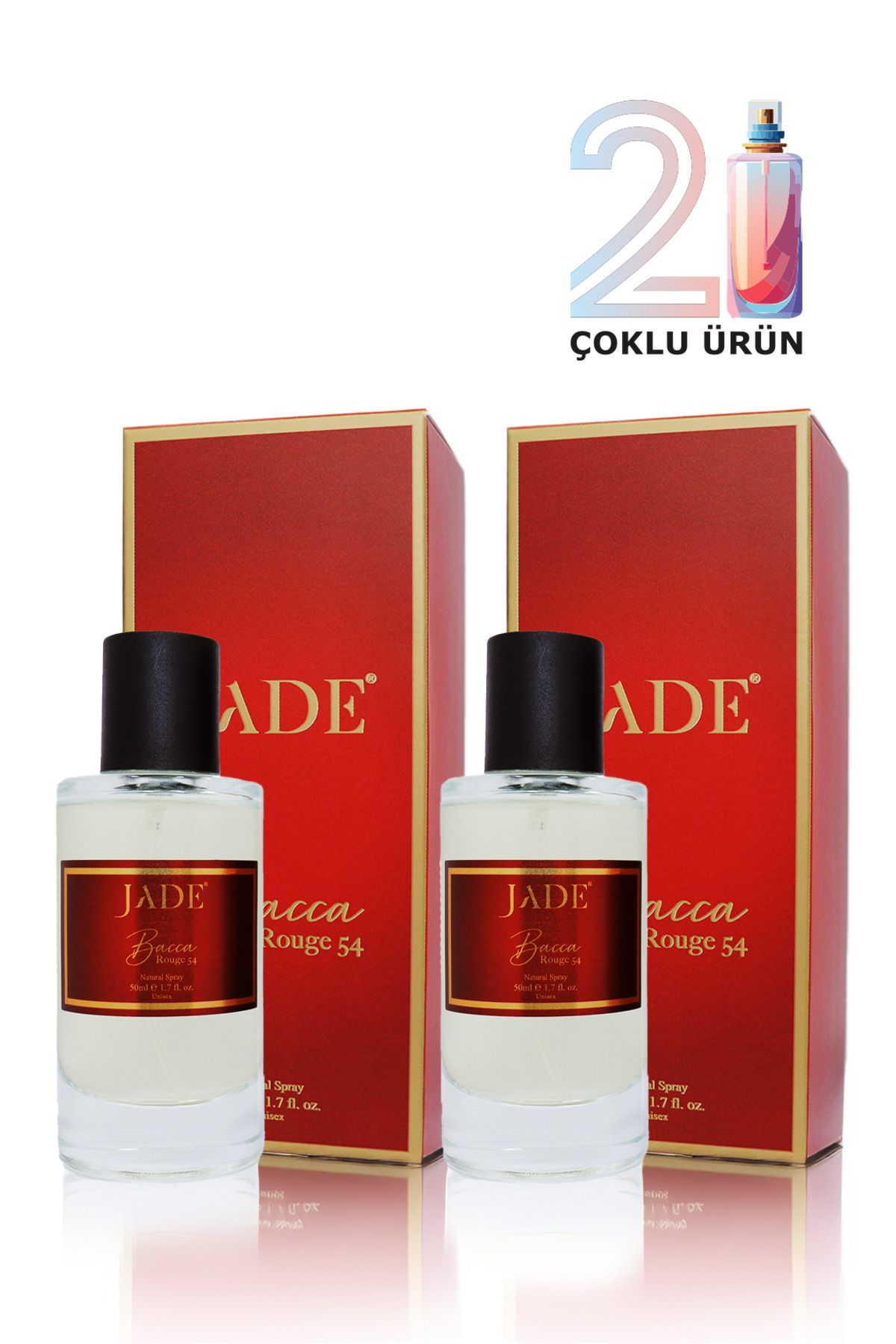 JADE Bacca Rouge 54 | Odunsu ve Çiçek Karışımı Unisex Parfüm, 50ml, EDC, 2'li Ürün