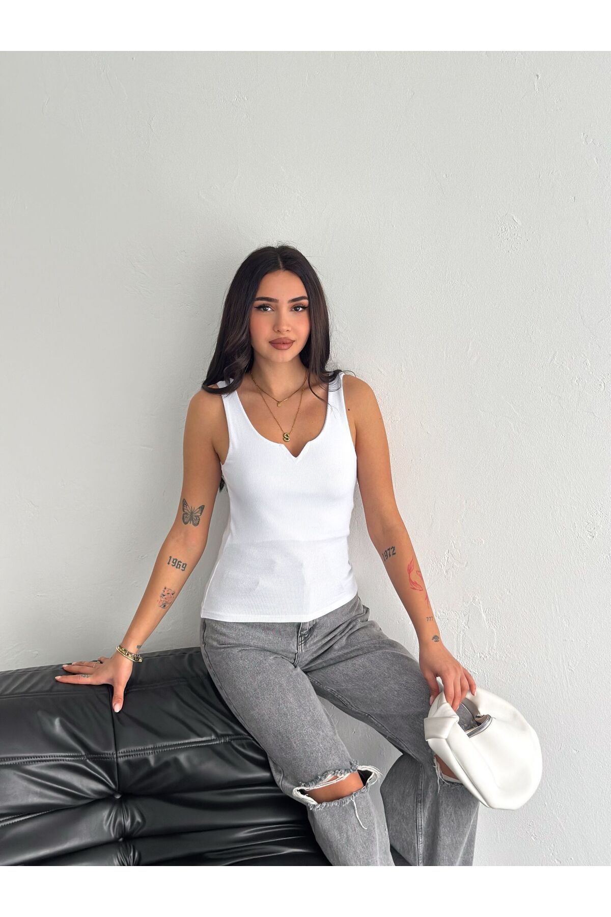 Noa Noa-V-Neck Detailed Strappy Tank Top 6