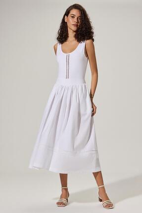 White By Nature Penye Detaylı Tasarım Elbise