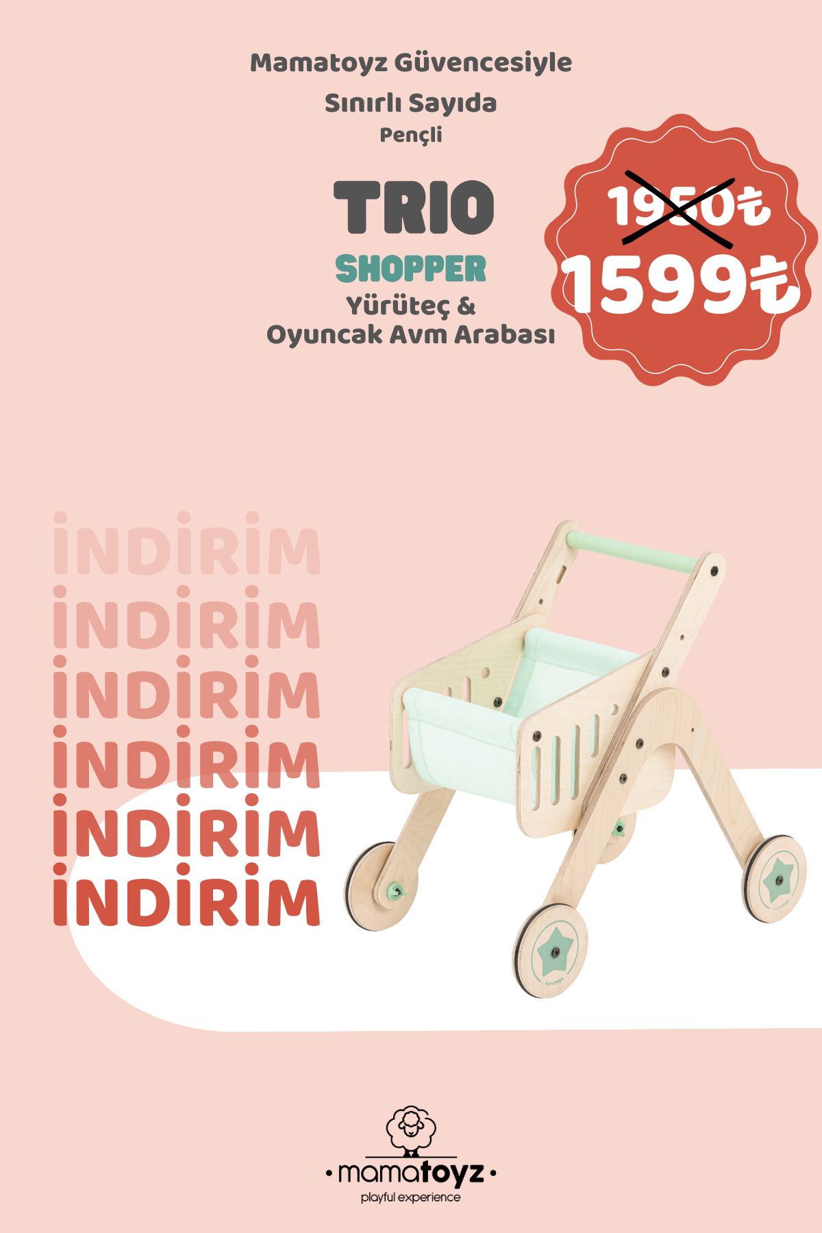 MAMATOYZ Shopper | Yürüteç - Oyuncak Avm Arabası (Outlet)