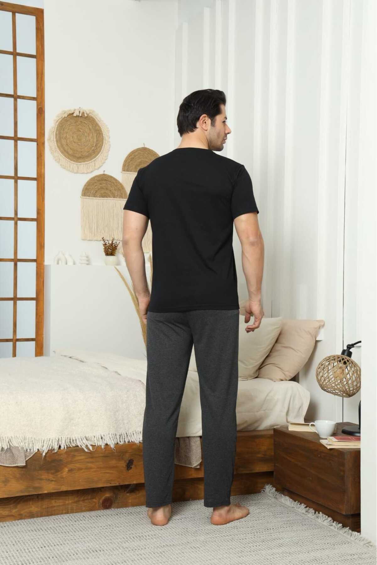 LİLA İÇ GİYİM  Erkek Süprem Cepli Kısa Kol Pijama Takımı - Görsel 2