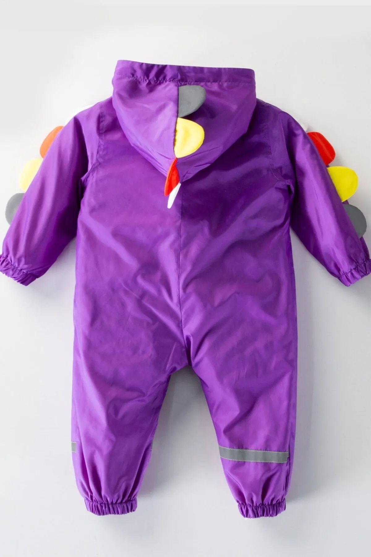 DeKuBaby Yeni Sezon Dinozor Pullu Figürlü Kapüşonlu Pamuk Astarlı Bebek&Çocuk Yağmurluk Tulum Mont fotoğrafı 2 (önizleme)