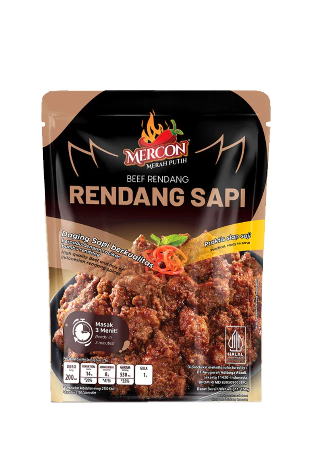 OELEK Mercon Merah Putih - Authentic Beef Rendang 1 paket