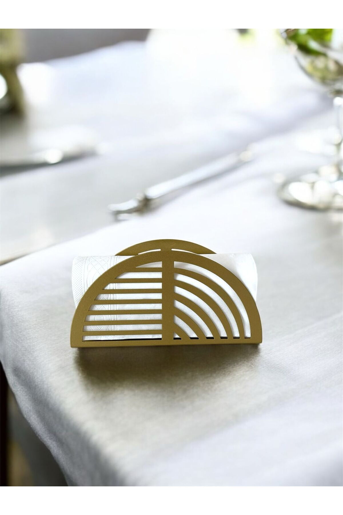 Decoramo Home-Metal Napkin Holder Gold Oval Gold Desktop Napkin Holder 5