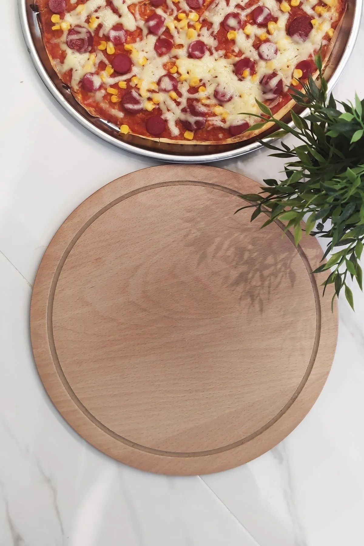 KT HOME Pizza Ahşap Pizza Sunum Tahtası Pizza Altlığı Pizza Tava Altlığı Lahmacun Servis Tahtası