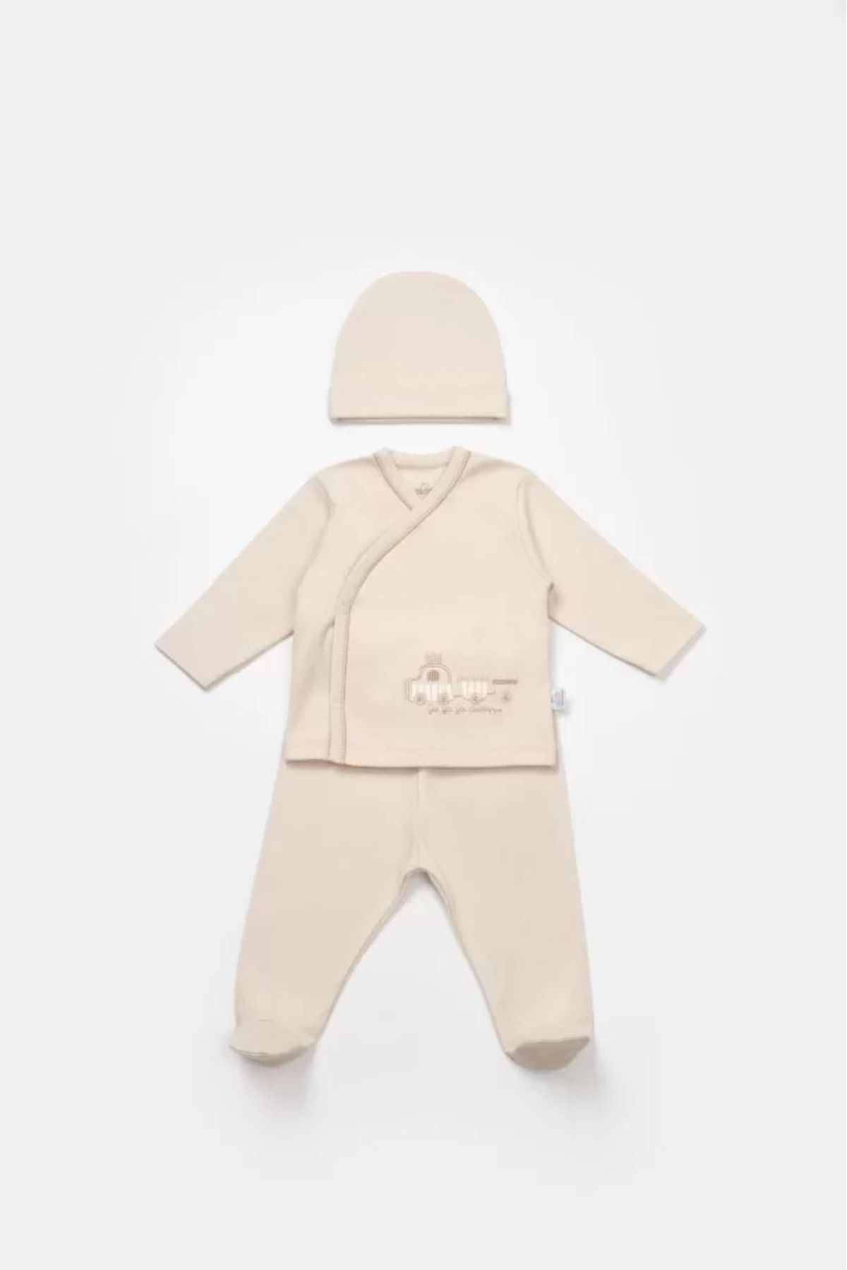 RUBY BOUTİQUE Bimini Canvas Trains Boy 3'lü Set Latte