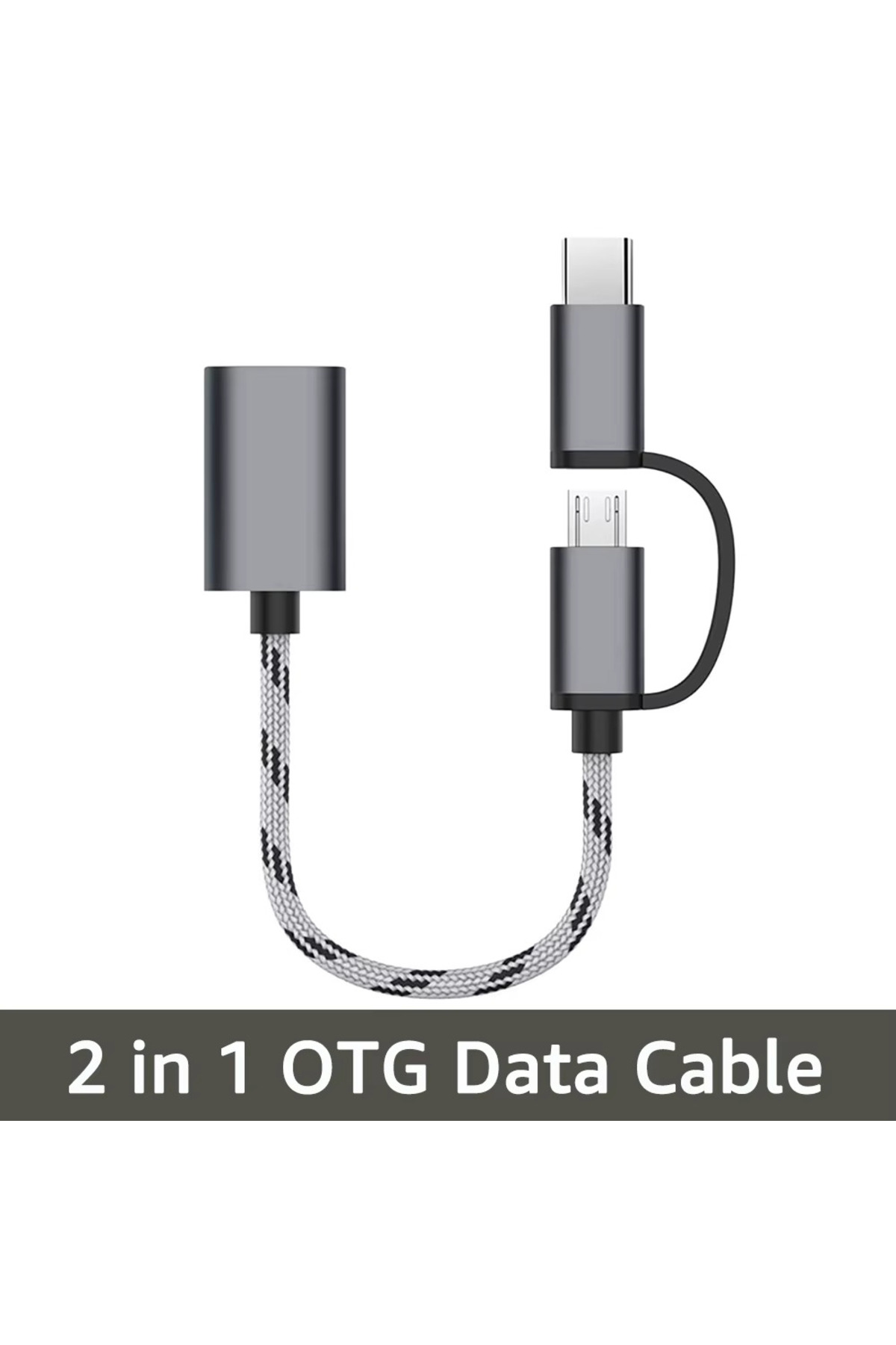 2'si 1 arada OTG Adaptör Kablosu Naylon Örgü USB 3.0 - Mikro USB Tip C Data Dönüştürücü Hasır Kablo