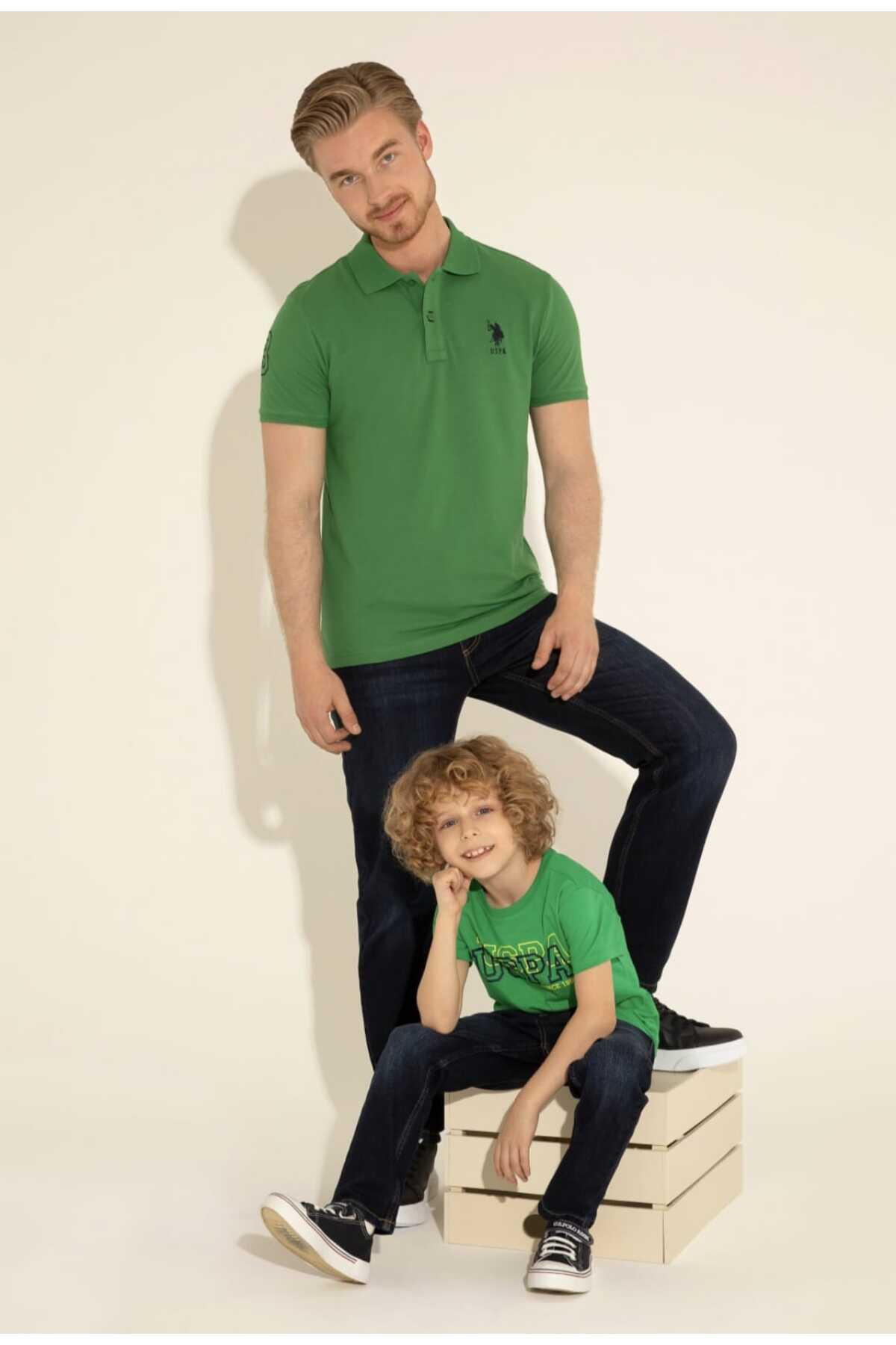 یو اس پولو تی‌شرت یقه پولو مردانه طرح بیسیک