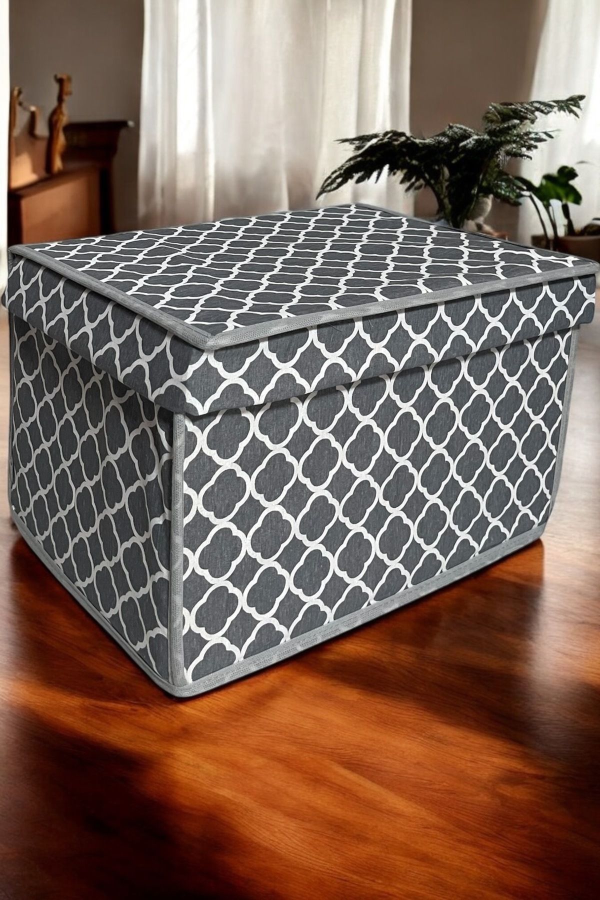 VAYBE-Mini Multi-Purpose Storage Box, Box Storage, Box, Organizer, Toy Box Gray Chain Pattern 30x40x25 2