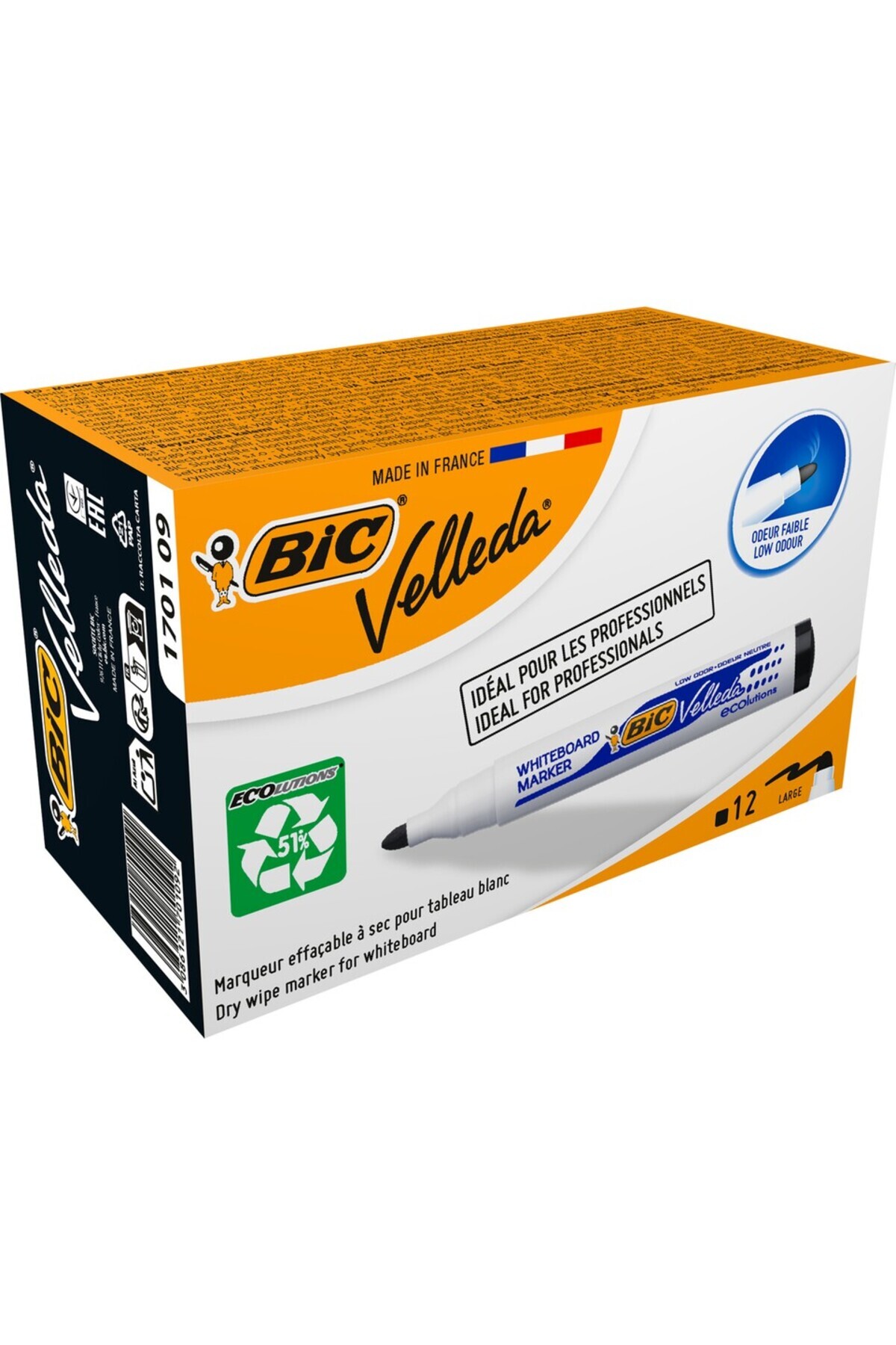 Bic Tahta Kalemi Yuvarlak Uçlu Velleda Siyah 1701 09 - 12'li Paket