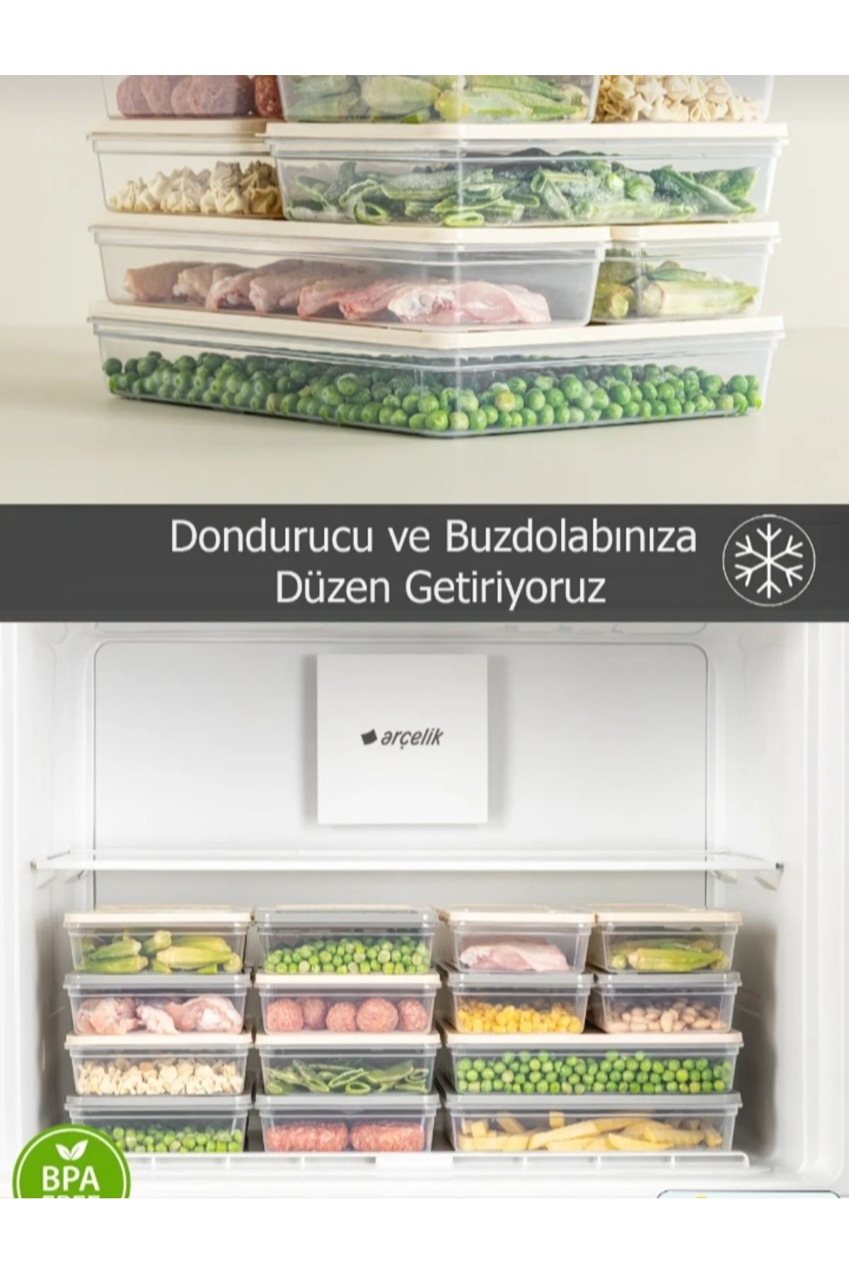 VİZYON-Refrigerator Organizer Set Fridge Organizer Storage Container Diffuse Compatible Storage Container 6