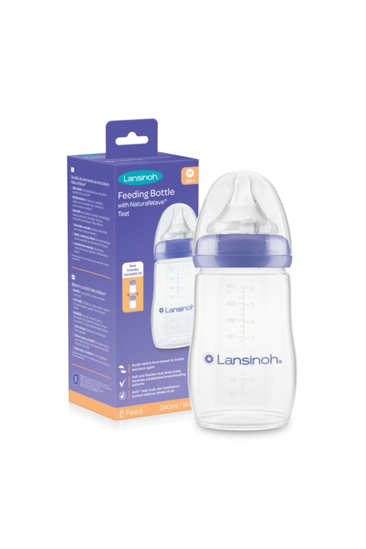 Lansinoh Biberon Lansinoh Cu Tetină naturalwave , 240 Ml - Mărime unică
