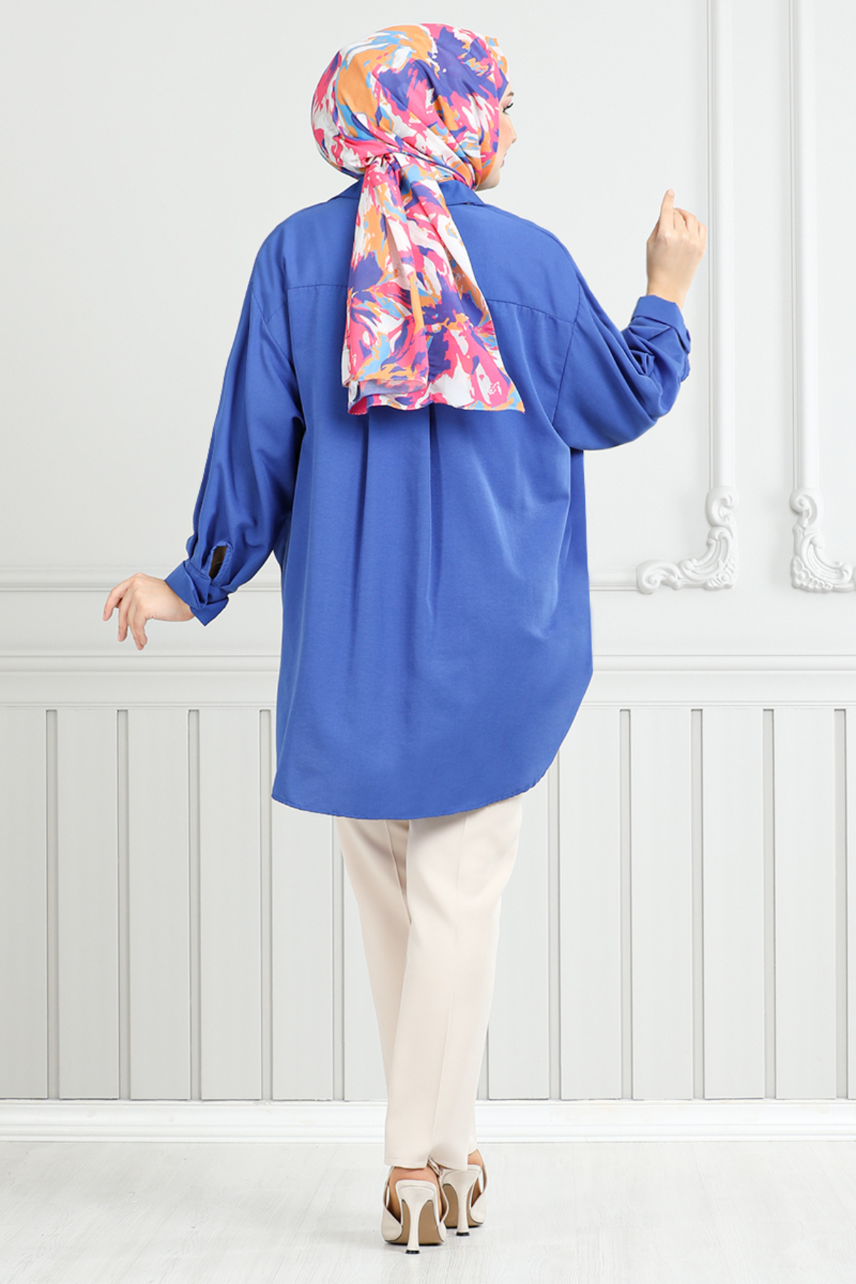 ModaMerve-Elastic Waist Trousers 4022Ygs898-M Stone 4