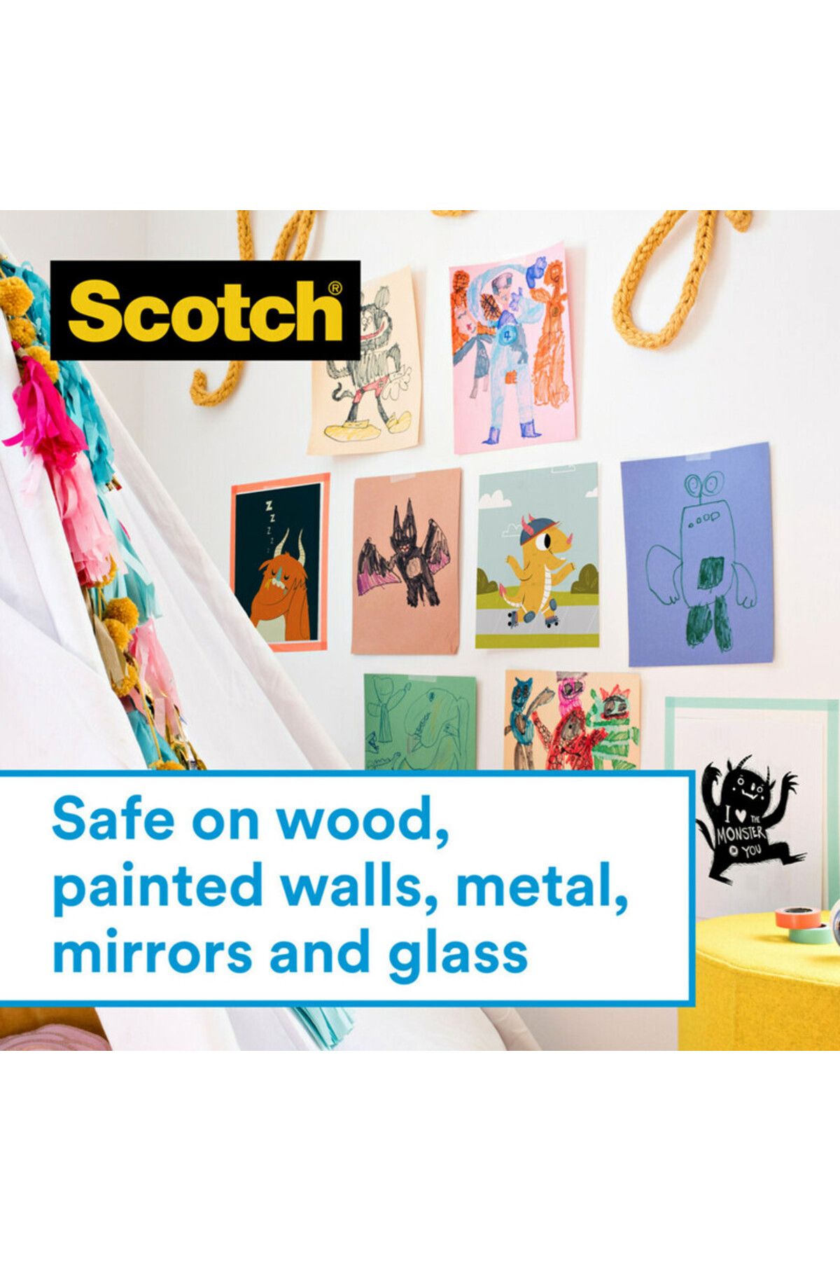 Scotch-® Wall-Safe Tape, 183, 3/4 in x 650 in (19 mm x 16.5 m) 6