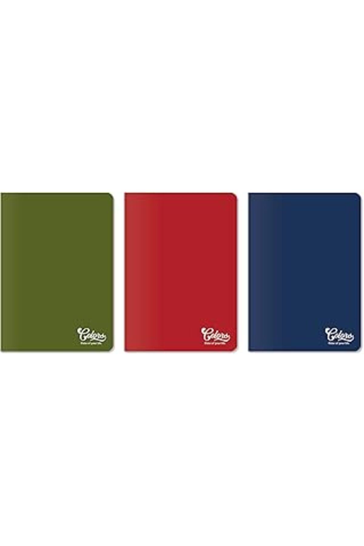 Mu Art Meteksan Colors Ofis Serisi, A5 60 Yaprak Çizgili Karton Kapaklı Defter 3'Lü Paket, Kırmızı, Mavi,
