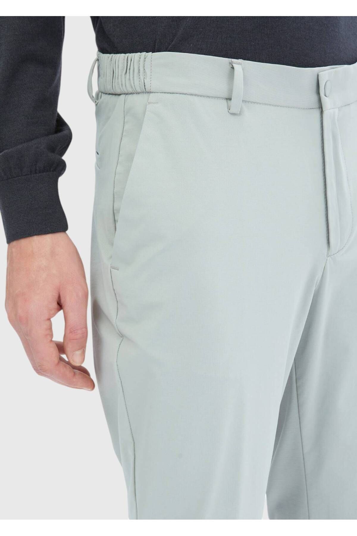 Ramsey-Μπεζ ίσιο πλεκτό παντελόνι Jogging Fit Casual 4