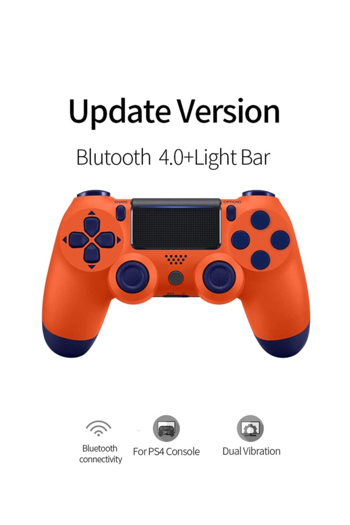FlashHawk-Bluetooth Wireless Game Controller for PS4/PC/iOS/Android with Dual Vibration, - Orange 2